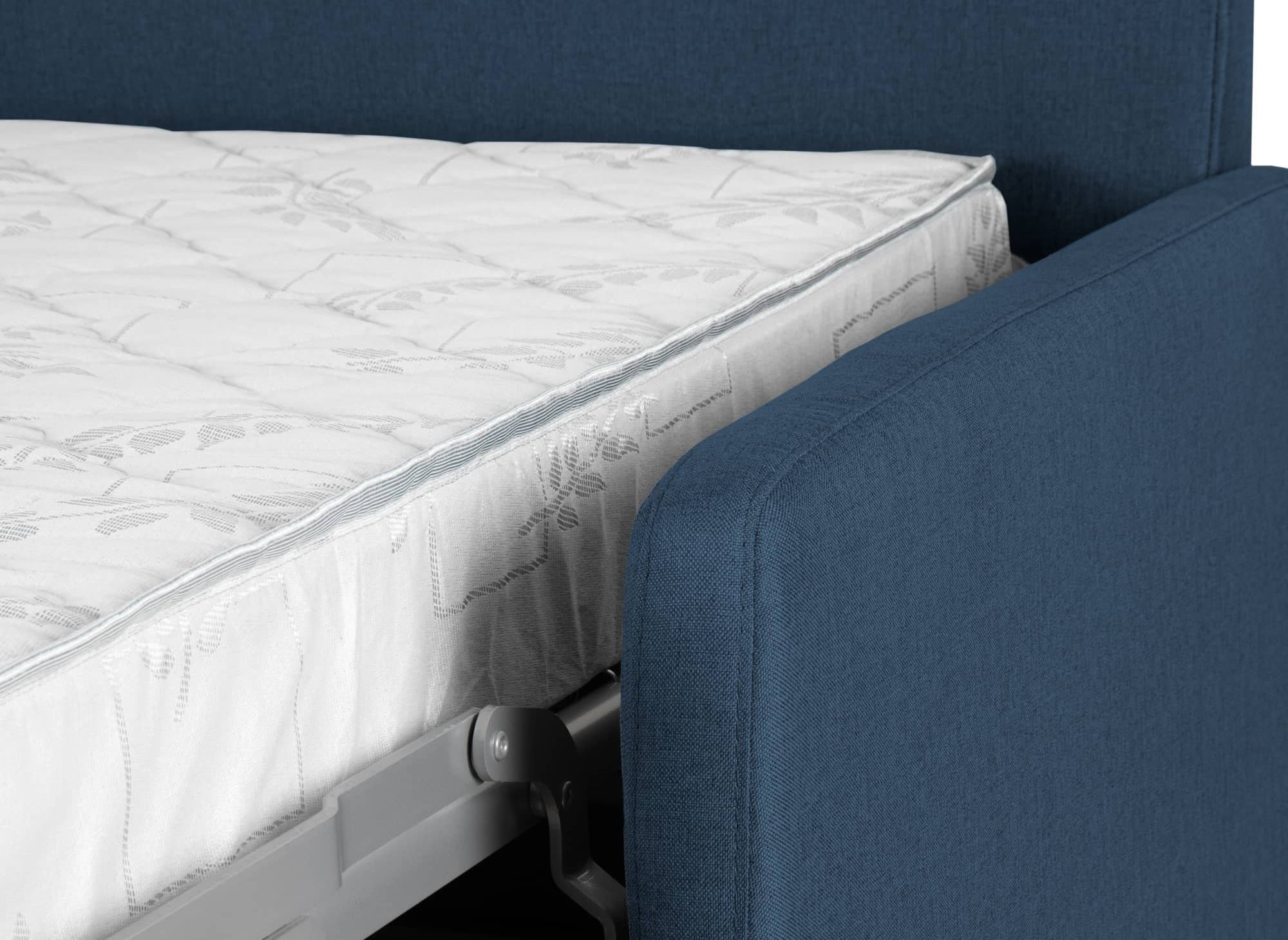 Canapé convertible 3 places LOUNA SLIM en tissu bleu denim ouverture express