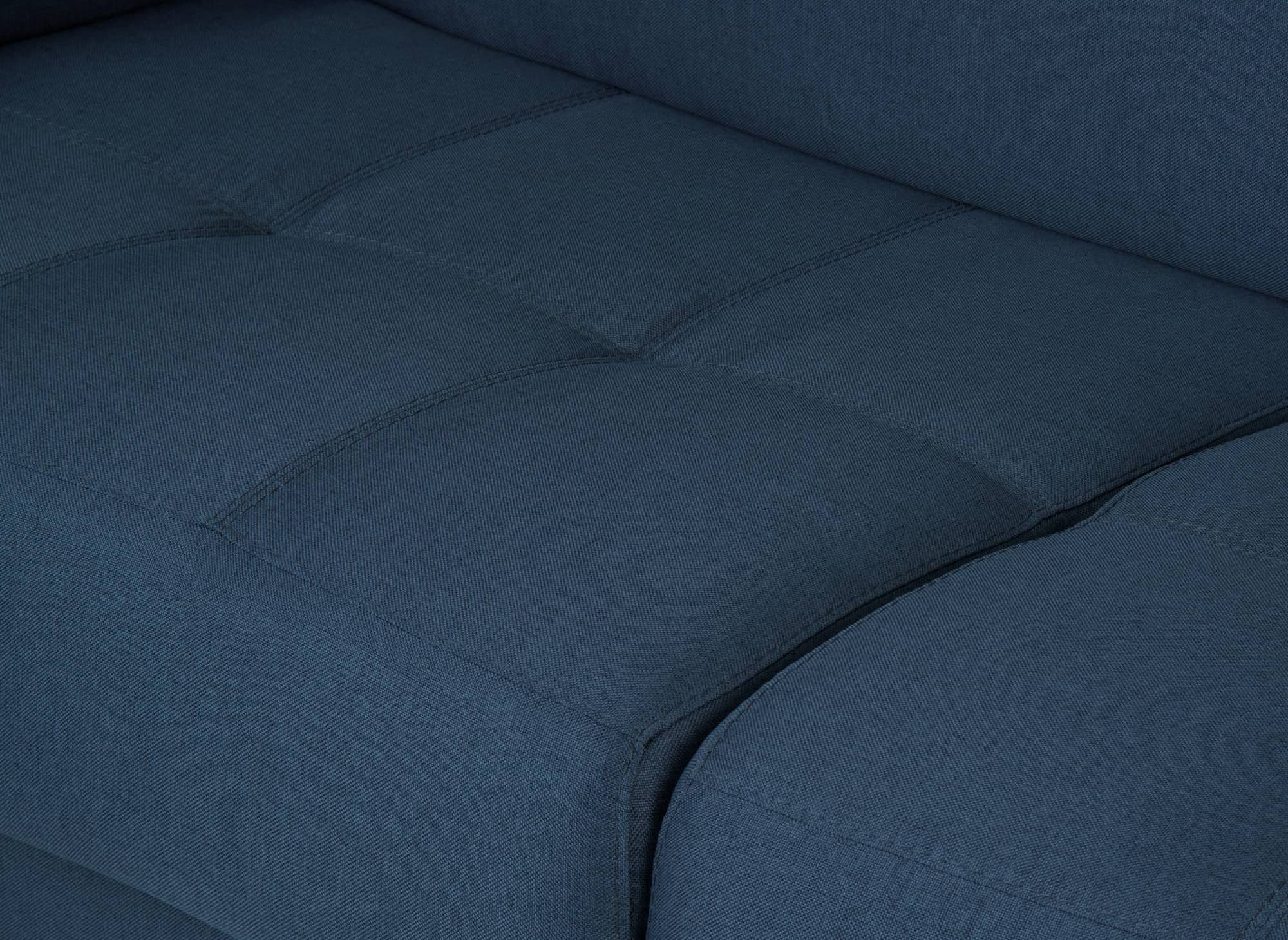 Canapé convertible 3 places LOUNA SLIM en tissu bleu denim ouverture express
