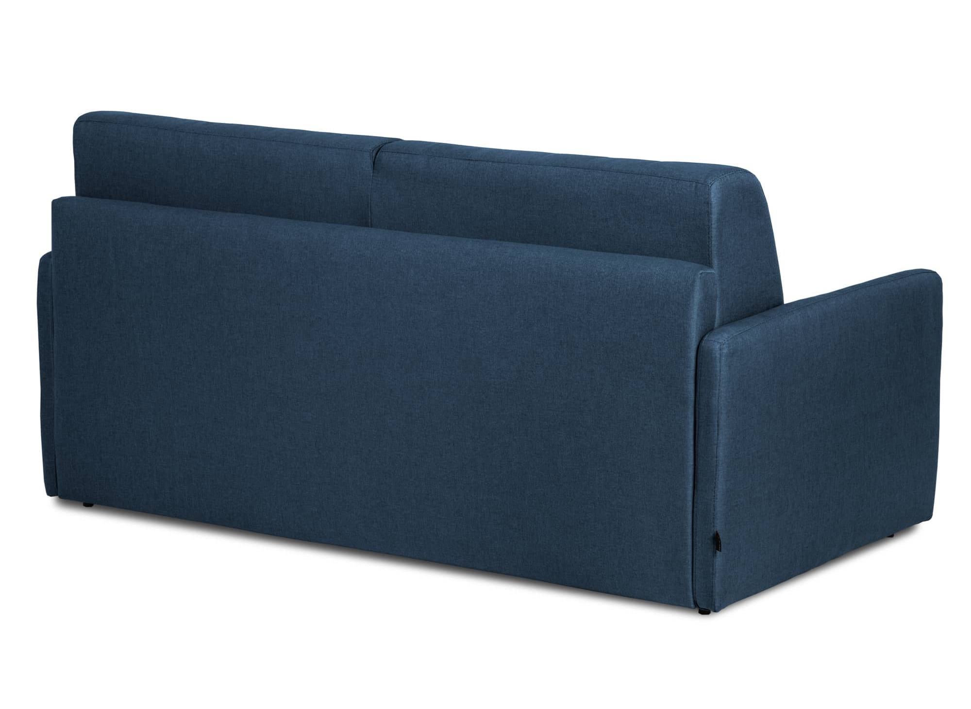 Canapé convertible 3 places LOUNA SLIM en tissu bleu denim ouverture express