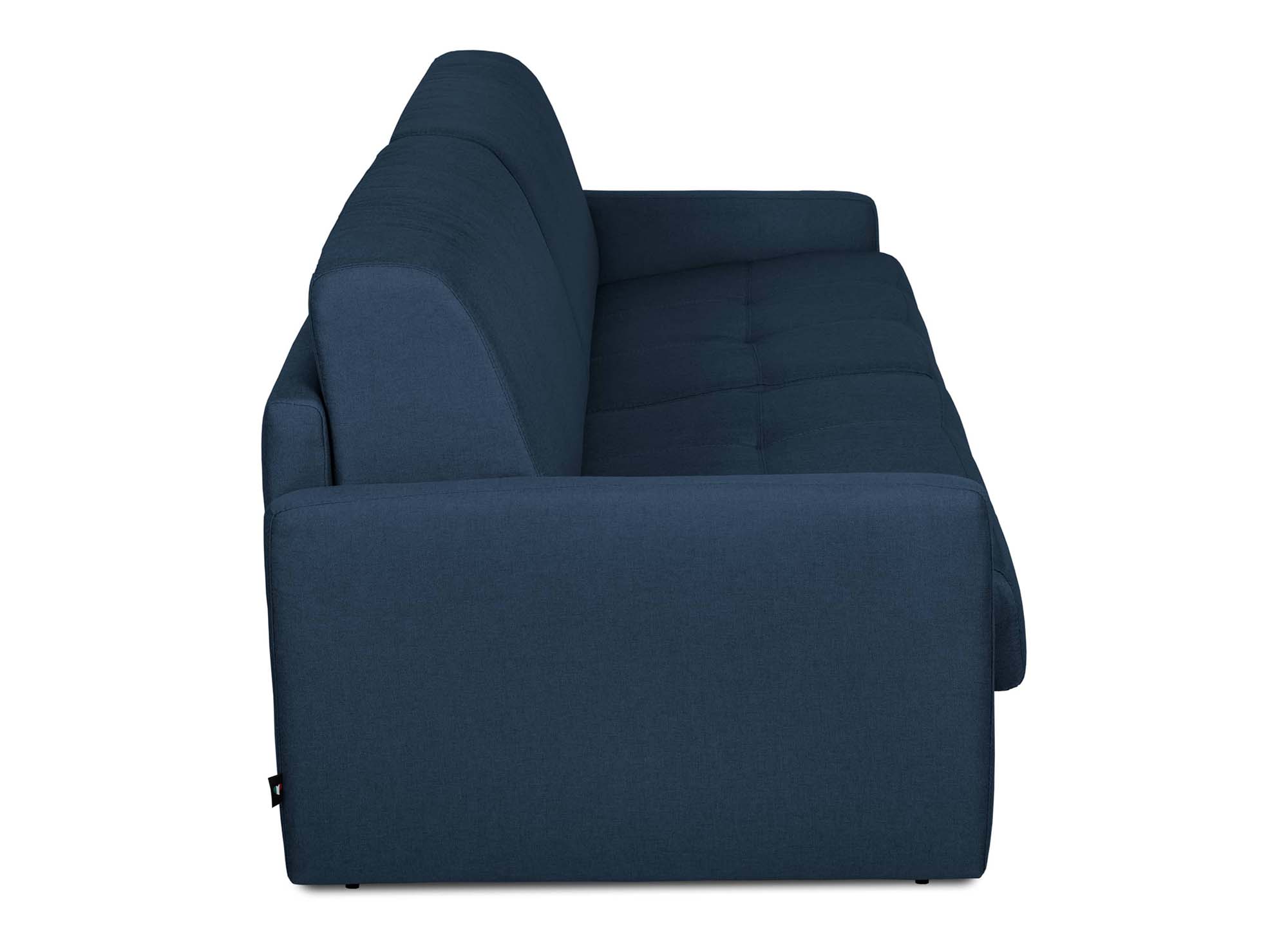 Canapé convertible 3 places LOUNA SLIM en tissu bleu denim ouverture express