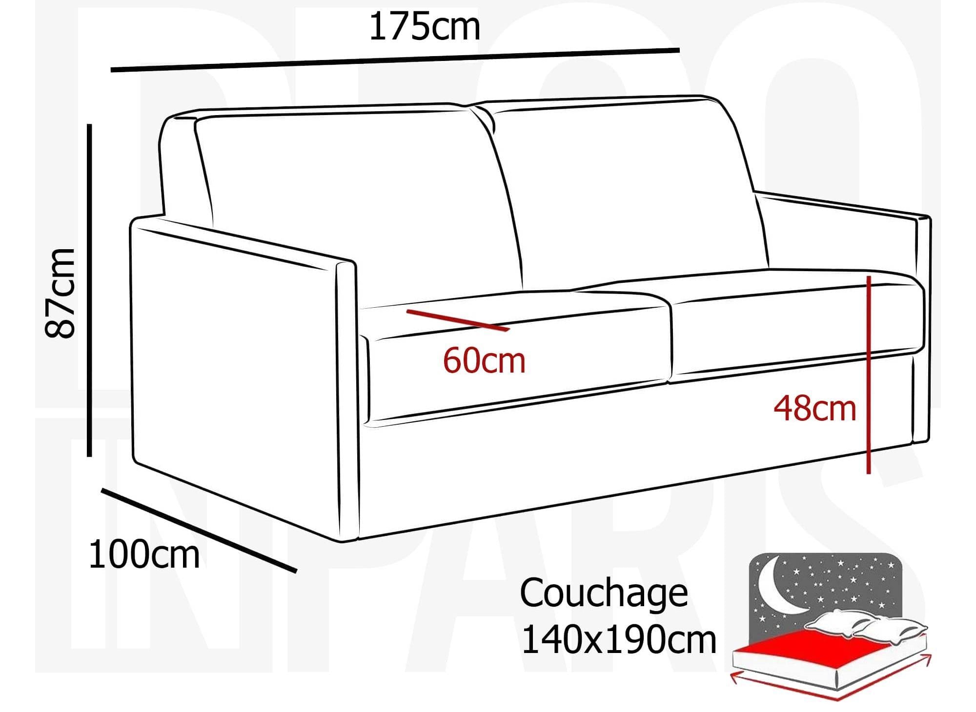 Canapé convertible 3 places LOUNA SLIM en tissu gris ouverture express