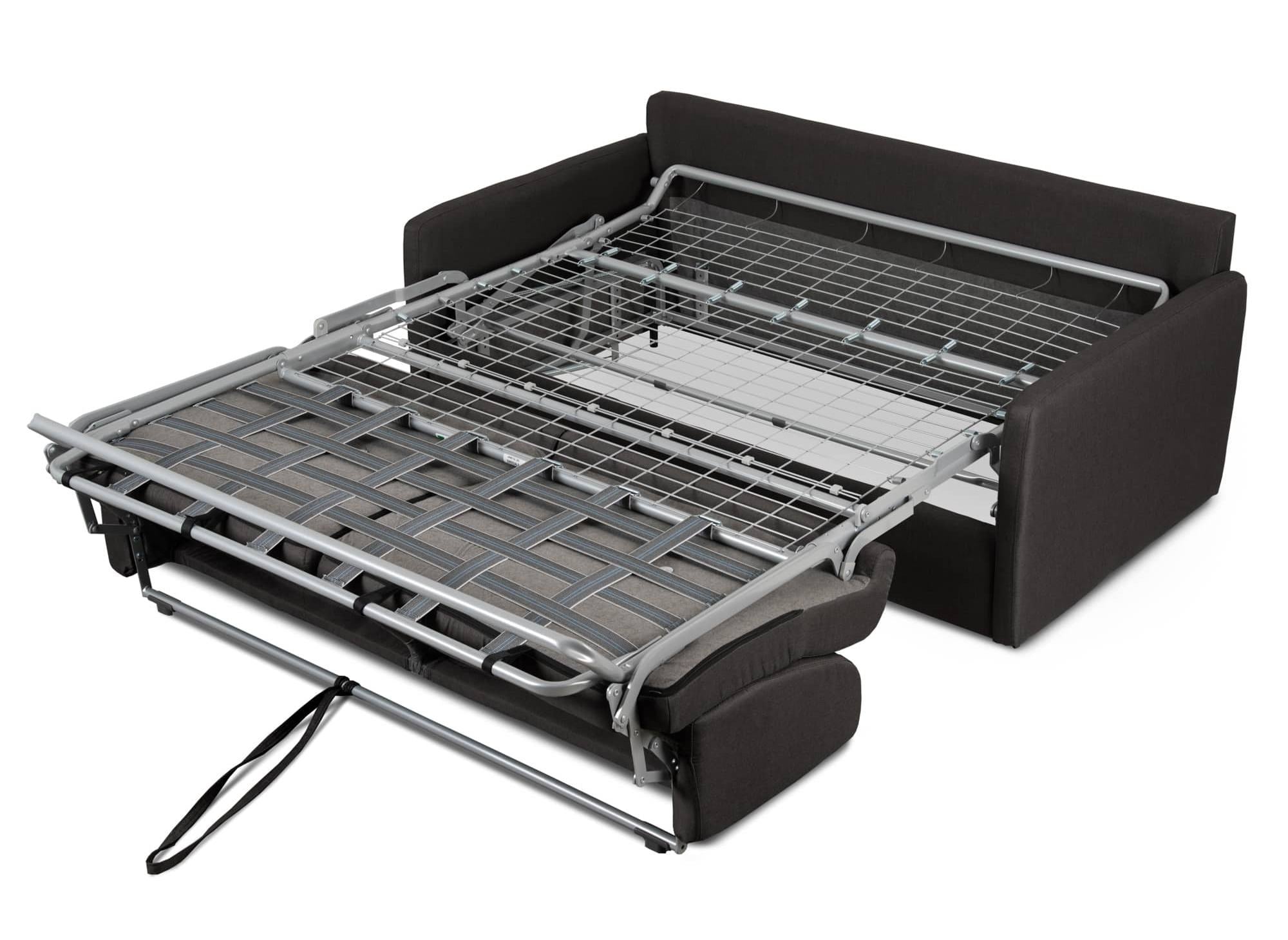 Canapé convertible 3 places LOUNA SLIM en tissu gris anthracite ouverture express
