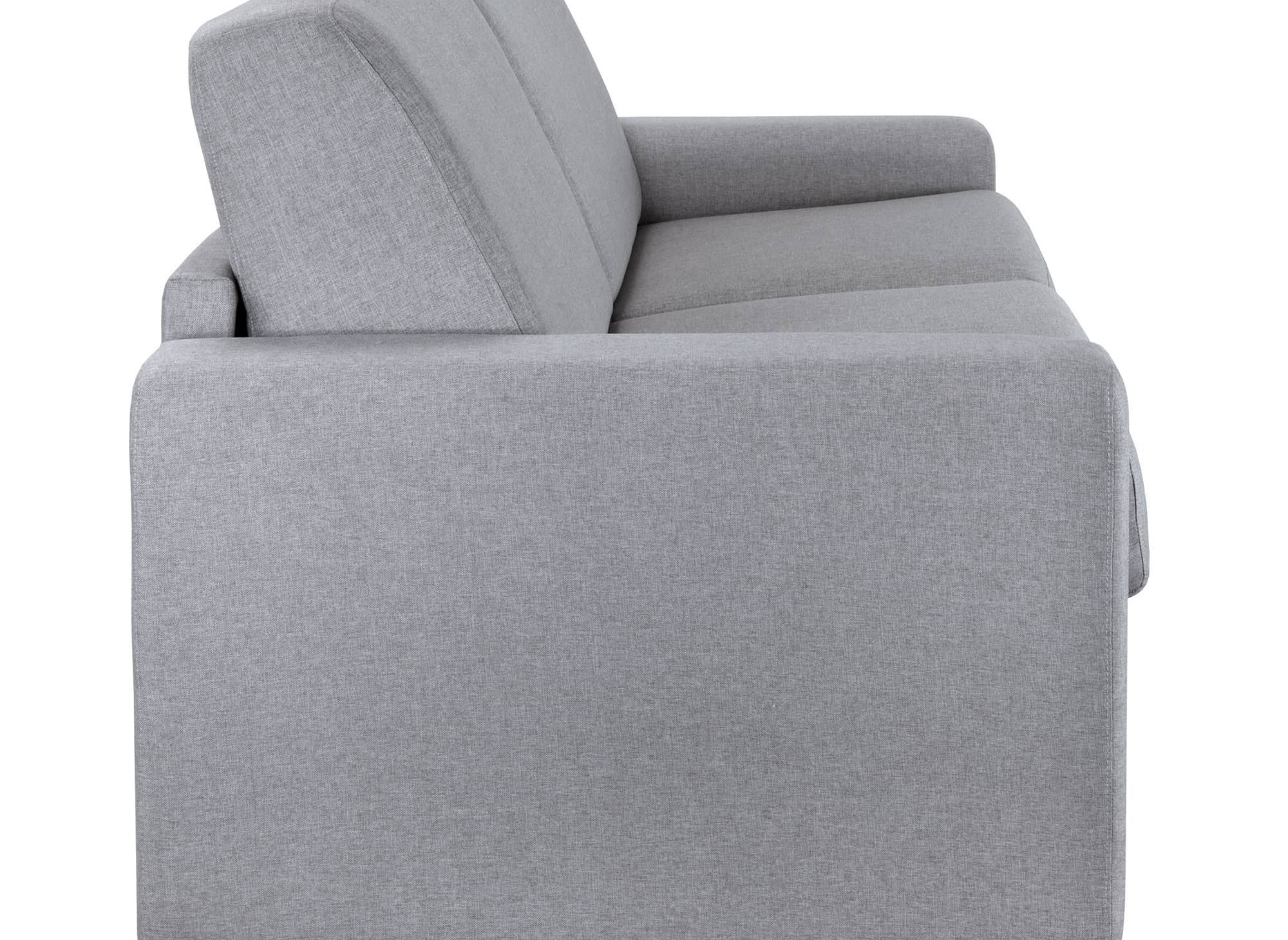 Canapé convertible 3 places LOUNA LUXE en tissu gris ouverture express matelas 18 cm