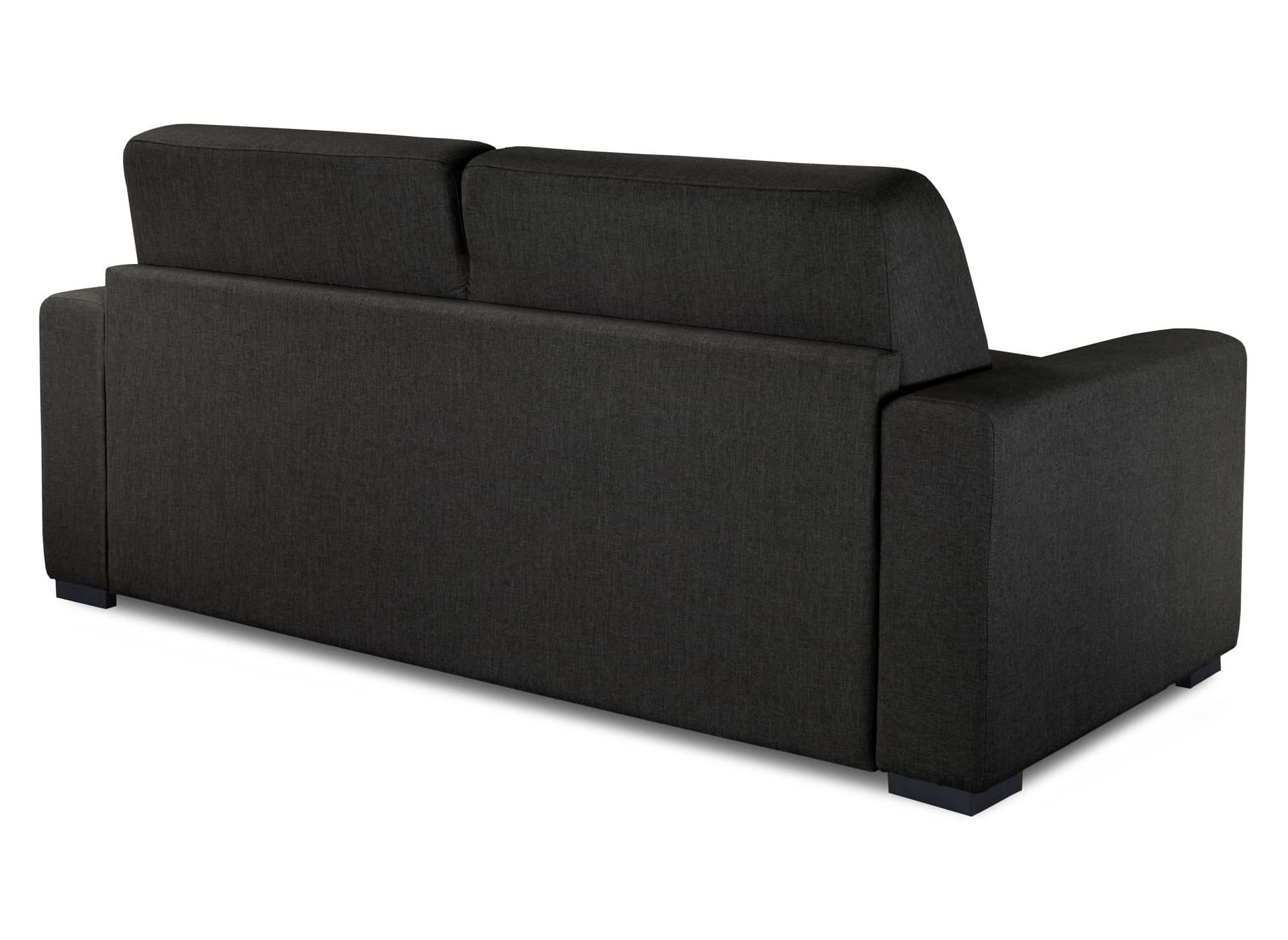 Canapé convertible 3 places LOUNA LUXE en tissu gris anthracite ouverture express matelas 18 cm