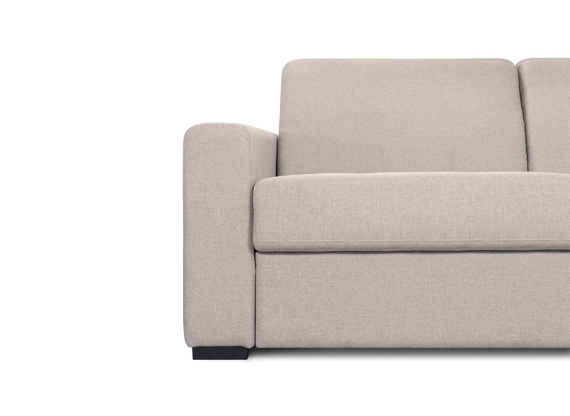 Canapé convertible 3 places LOUNA LUXE en tissu beige ouverture express matelas 18 cm