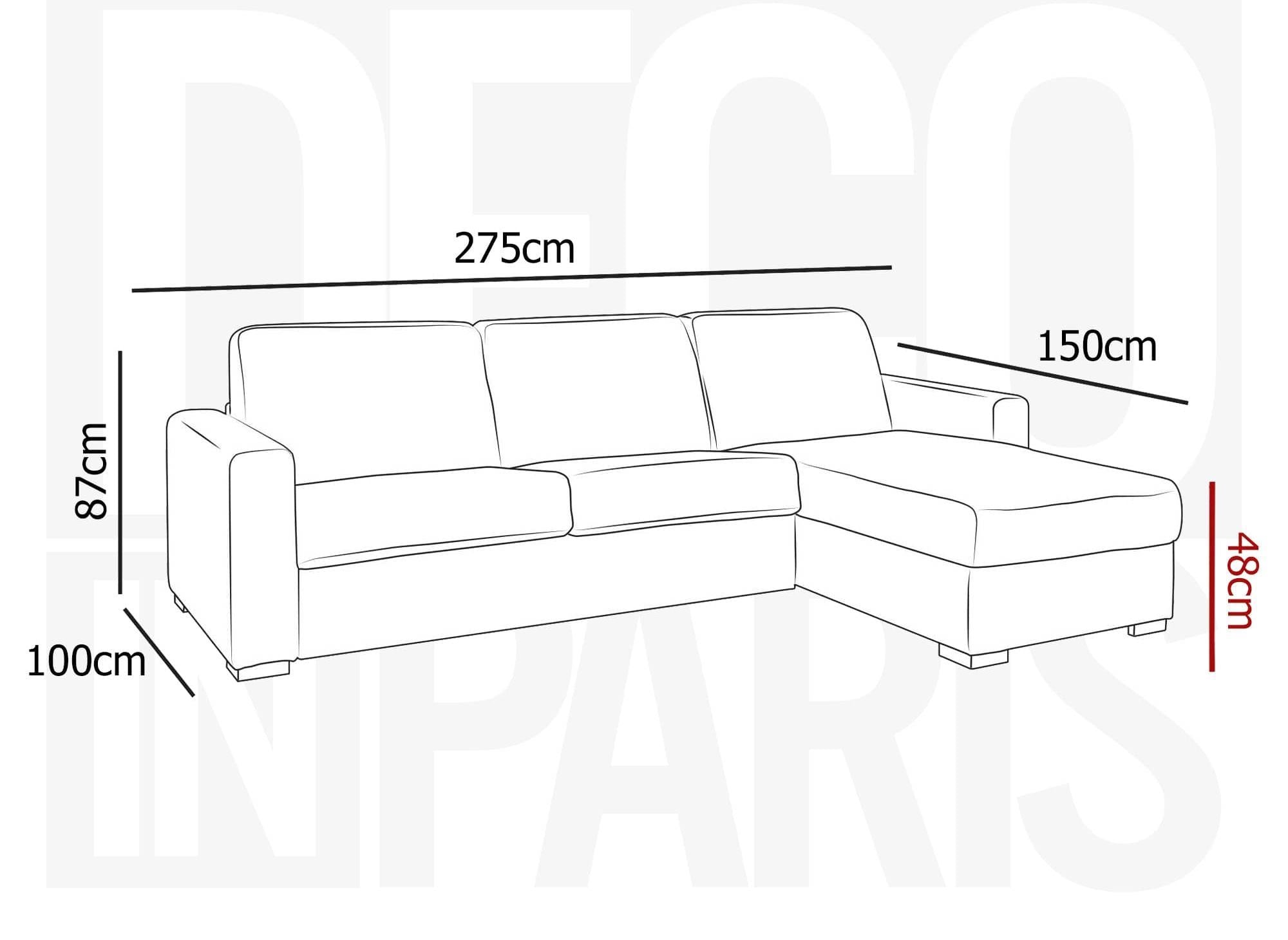 Canapé d'angle réversible convertible LOUNA en tissu beige avec coffre de rangement