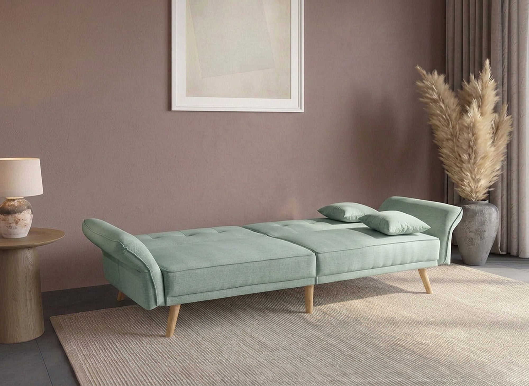 Canapé clic clac 3 places en tissu vert d'eau CHILI