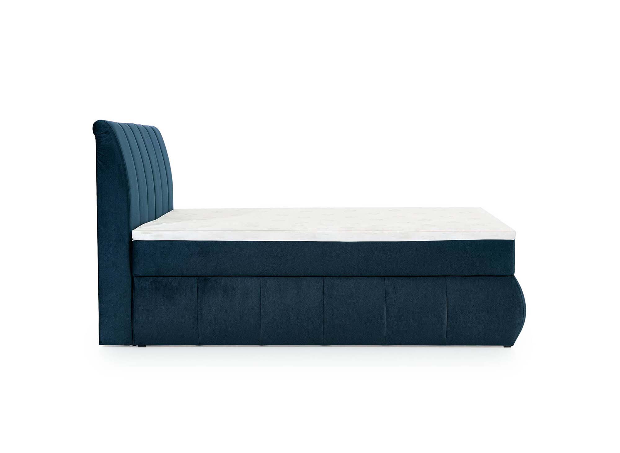 Lit boxspring 180x200 avec coffre de rangement en velours bleu foncé - VALERIA
