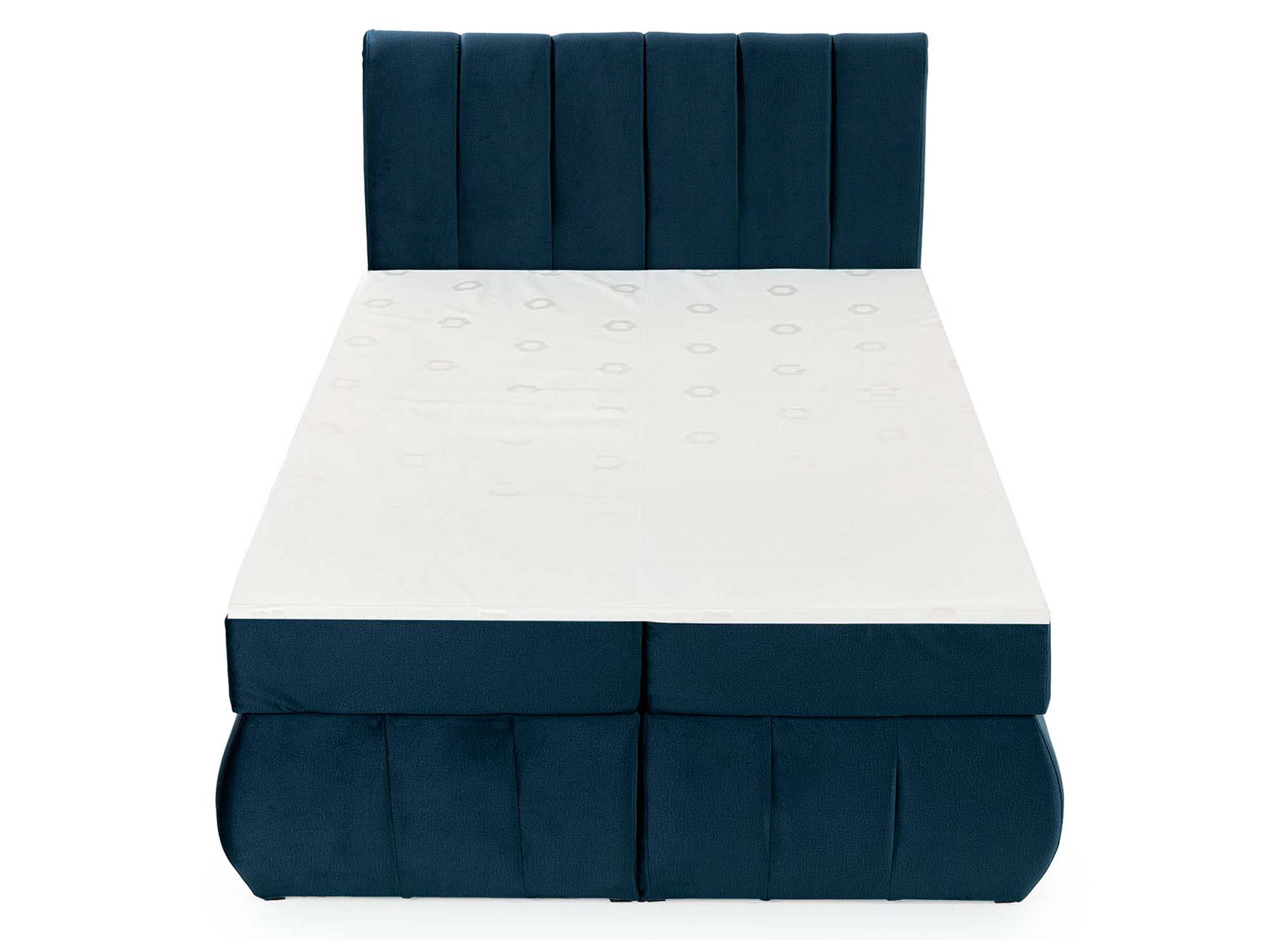 Lit boxspring 180x200 avec coffre de rangement en velours bleu foncé - VALERIA
