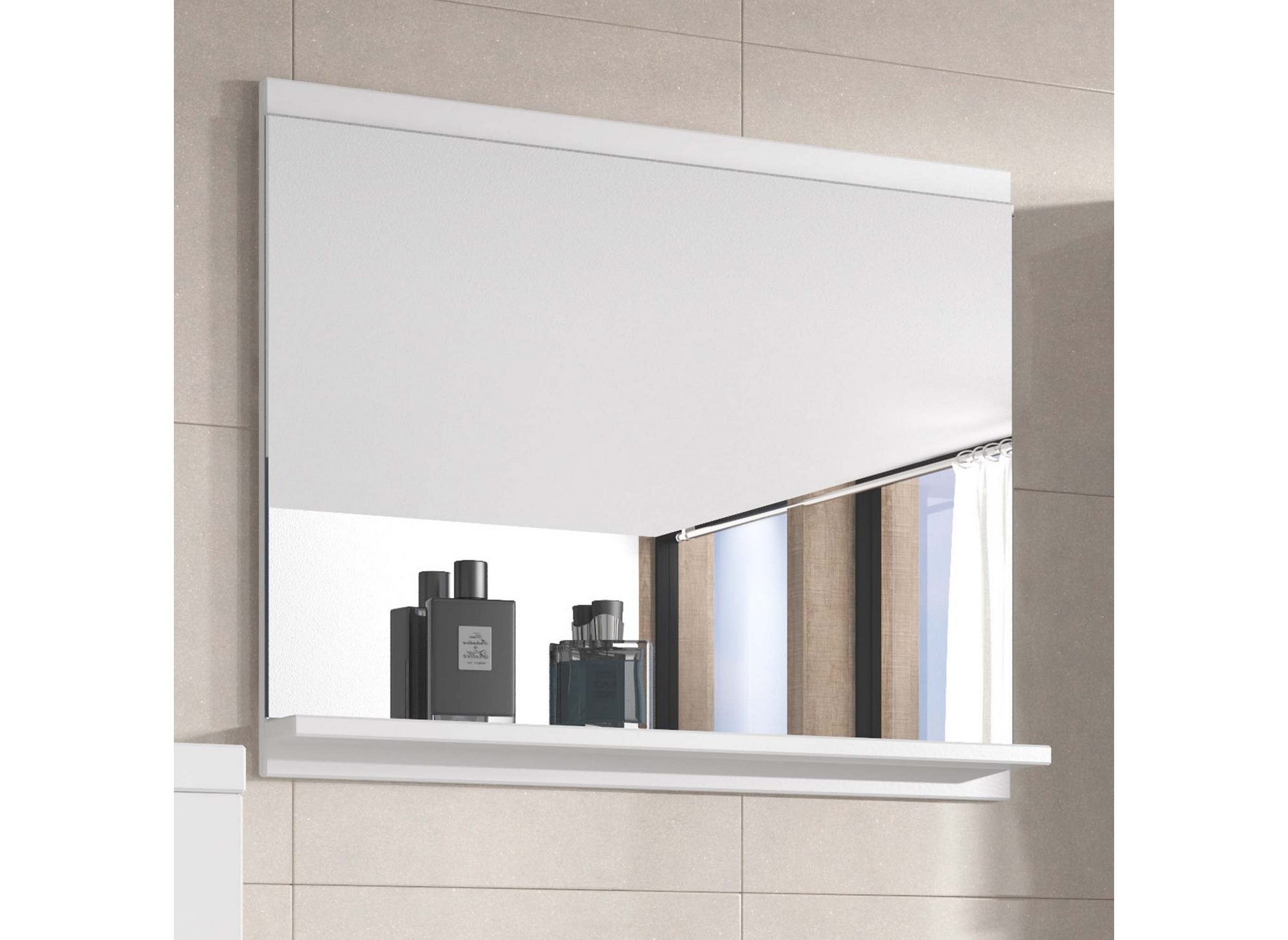 Ensemble meubles salle de bain design suspendu - Blanc laqué SHELBY