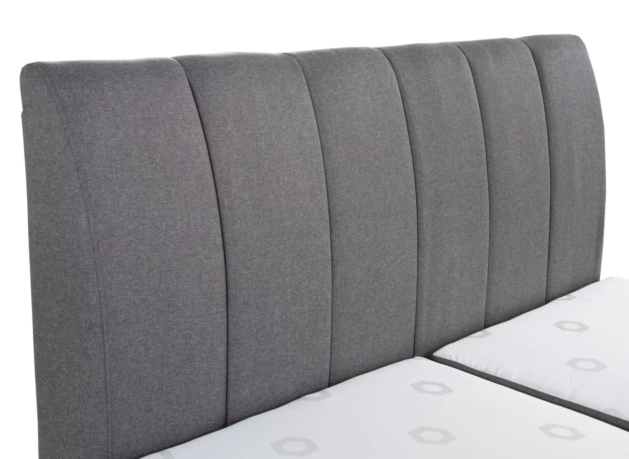 Lit boxspring 180x200 avec coffre de rangement en tissu gris - VALERIA