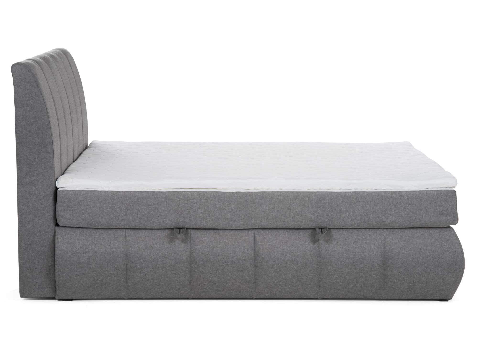 Lit boxspring 180x200 avec coffre de rangement en tissu gris - VALERIA