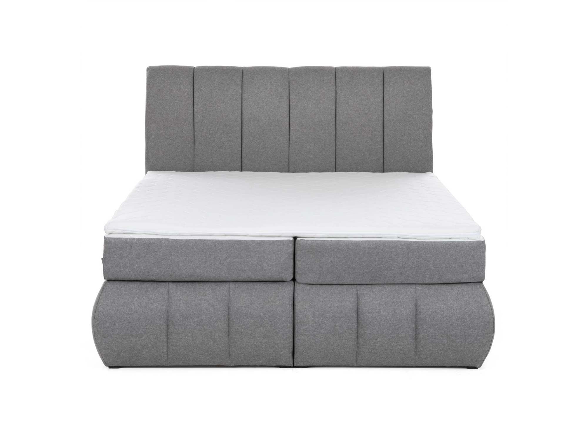 Lit boxspring 160x200 avec coffre de rangement en tissu gris - VALERIA
