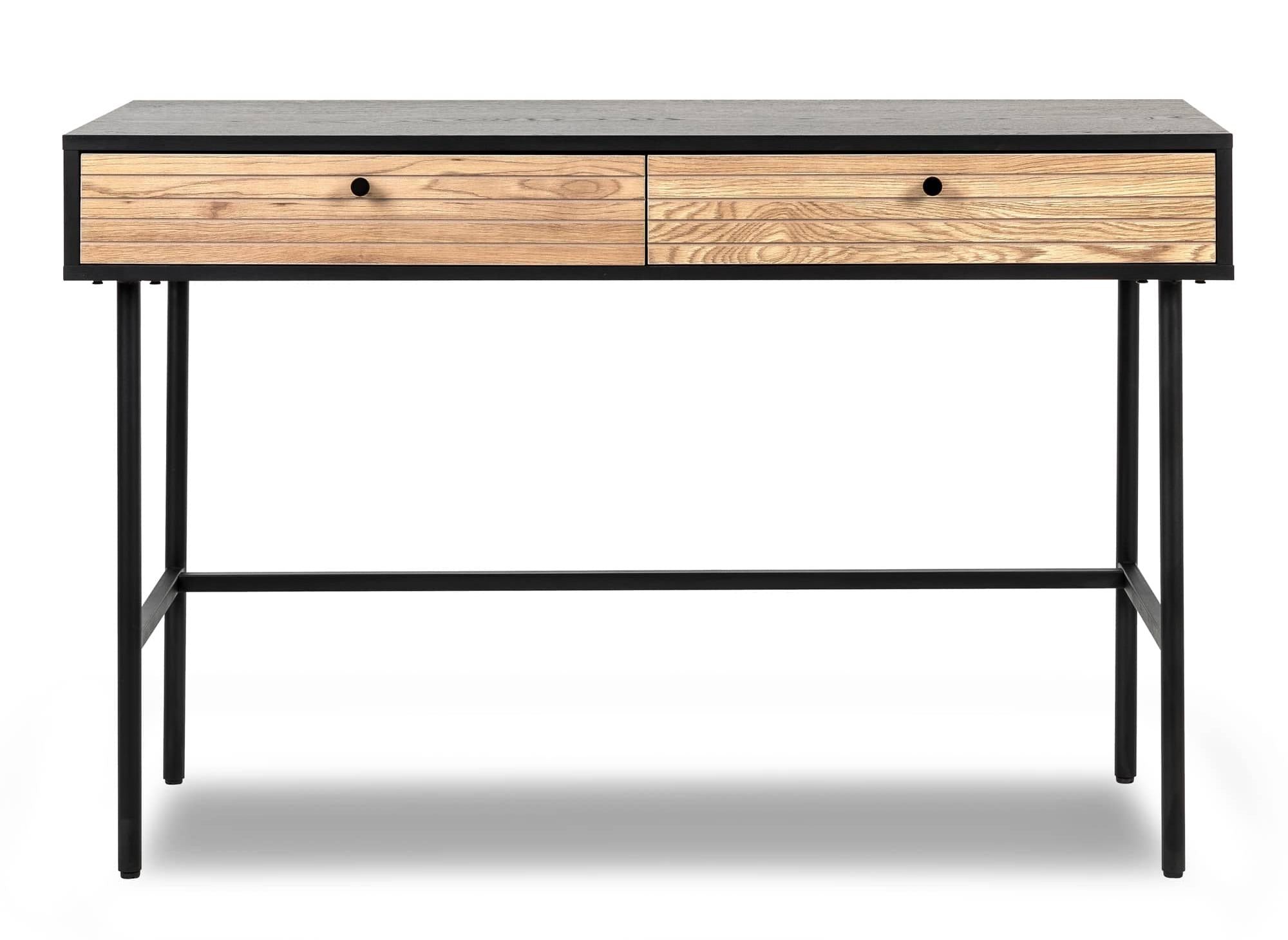 Bureau 2 tiroirs en bois et métal noir DARYL