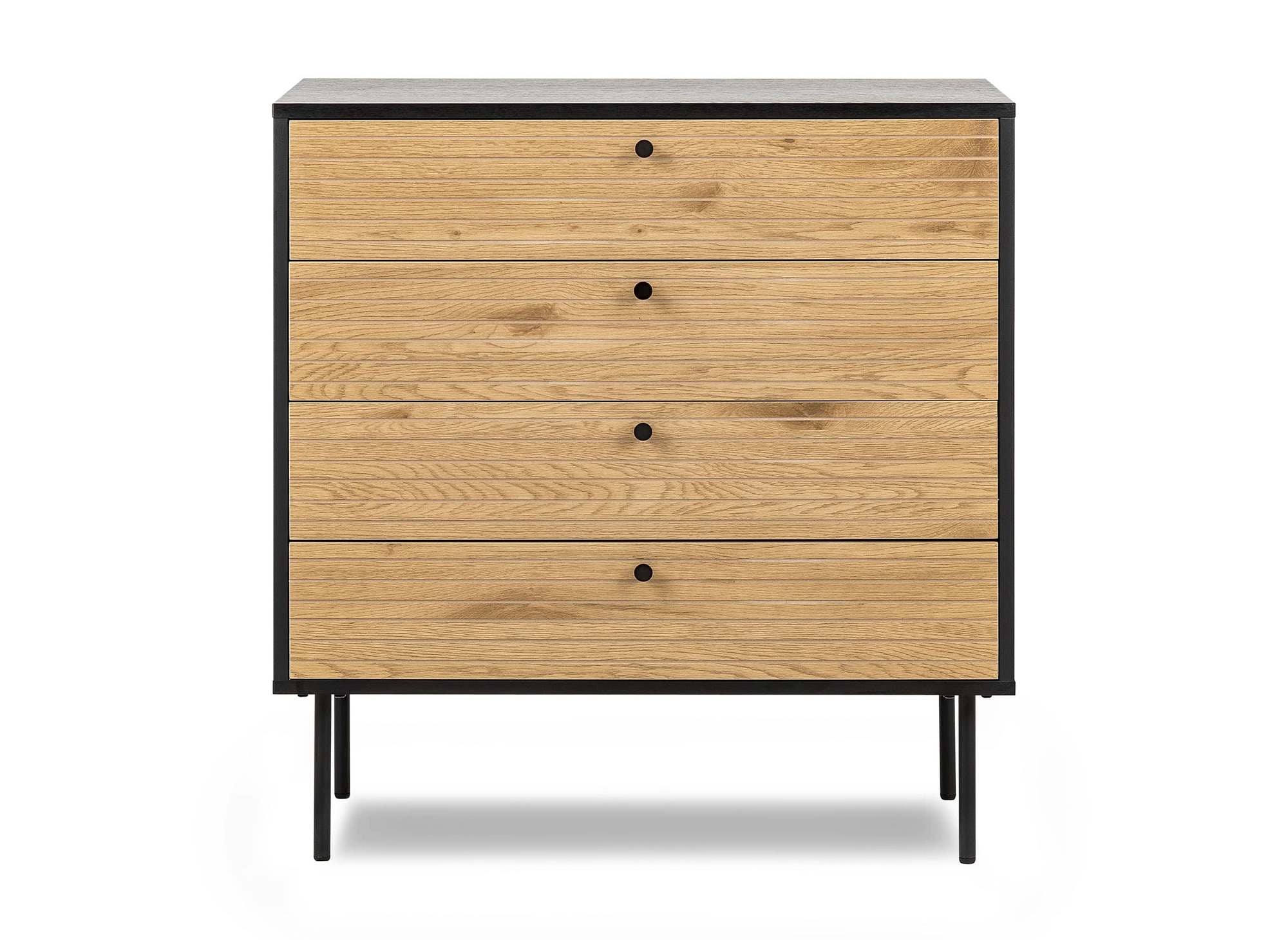Commode basse 4 tiroirs en bois et métal noir DARYL