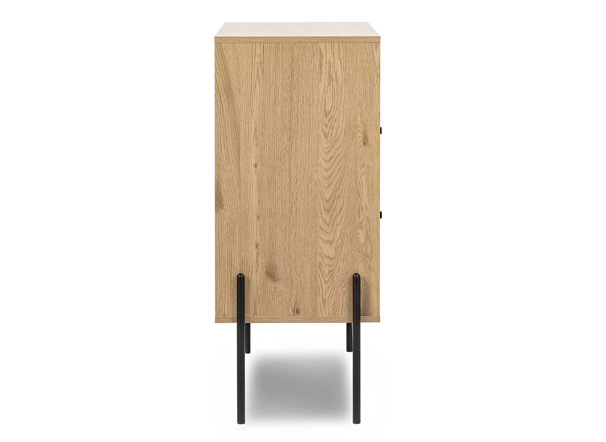 Commode 2 tiroirs en bois clair et métal noir SOHANE