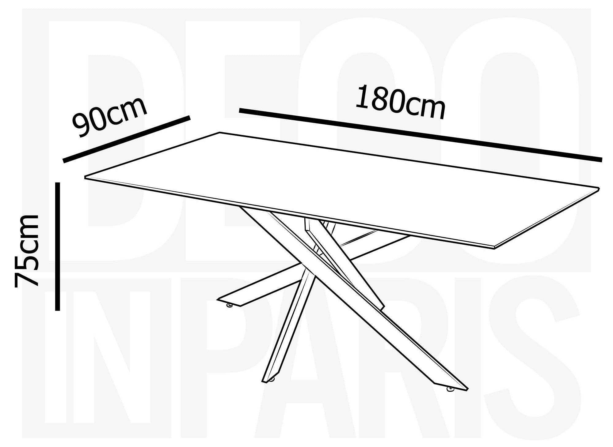 Table à manger rectangulaire design verre marbré et pieds dorés 6 personnes MELISSA