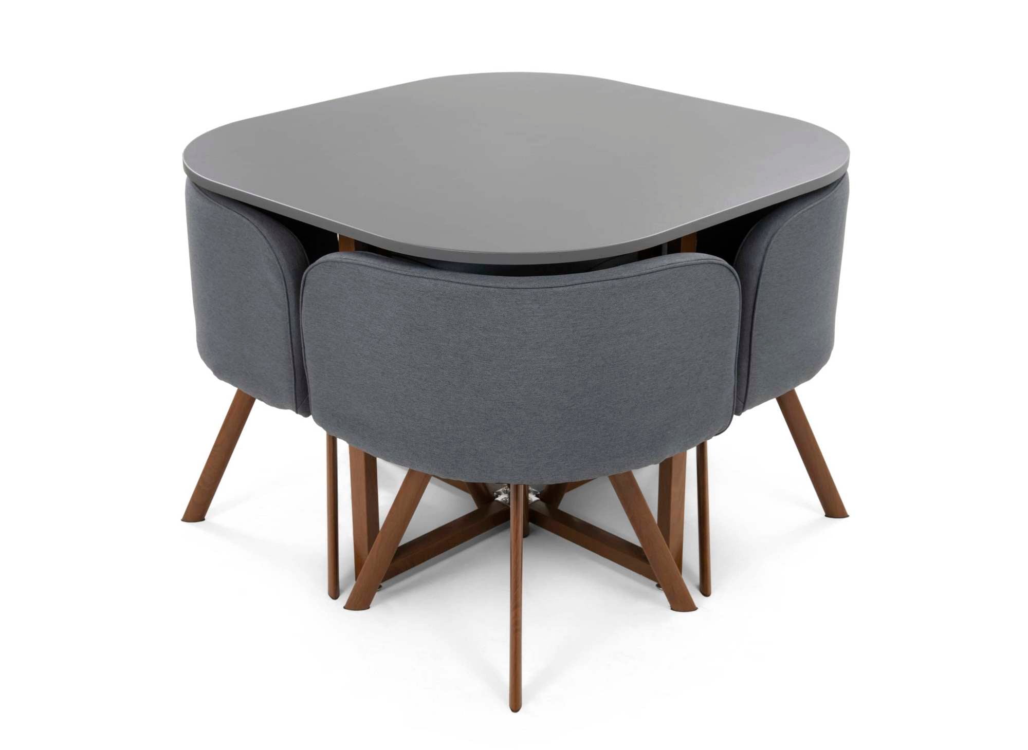 Ensemble table + 4 chaises encastrables grises FLEN