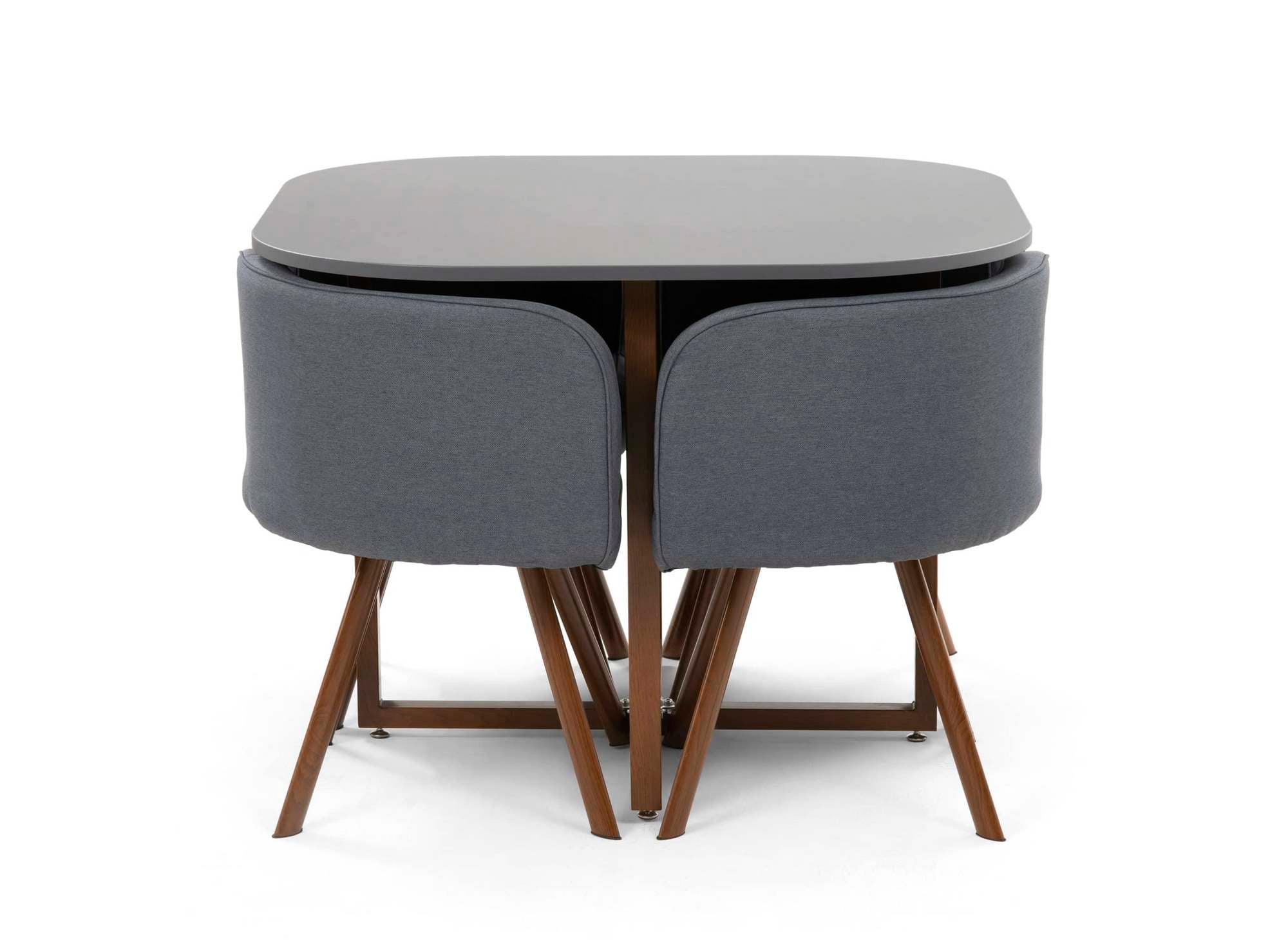 Ensemble table + 4 chaises encastrables grises FLEN