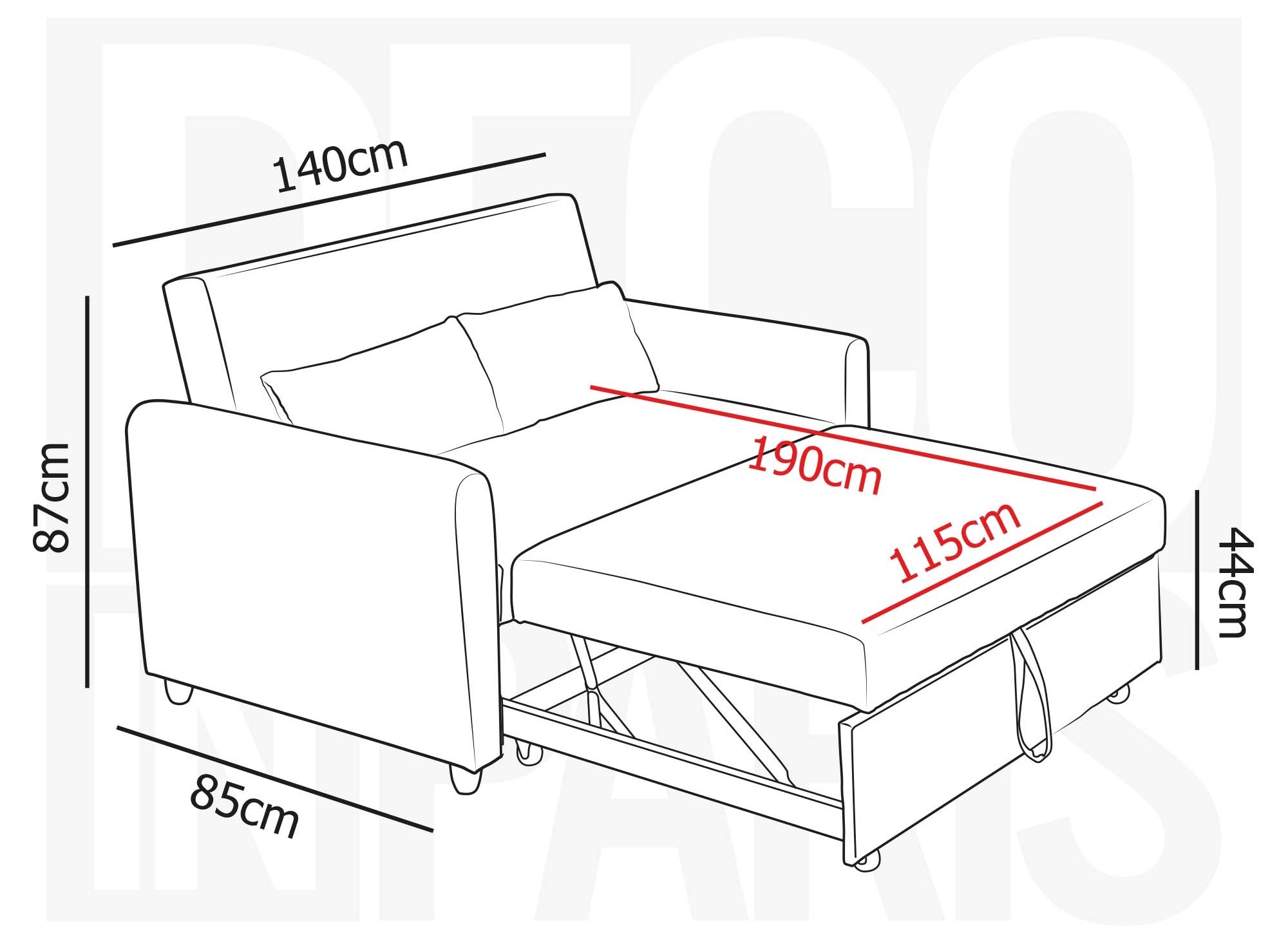 Canapé convertible scandinave en tissu bleu KALAYA