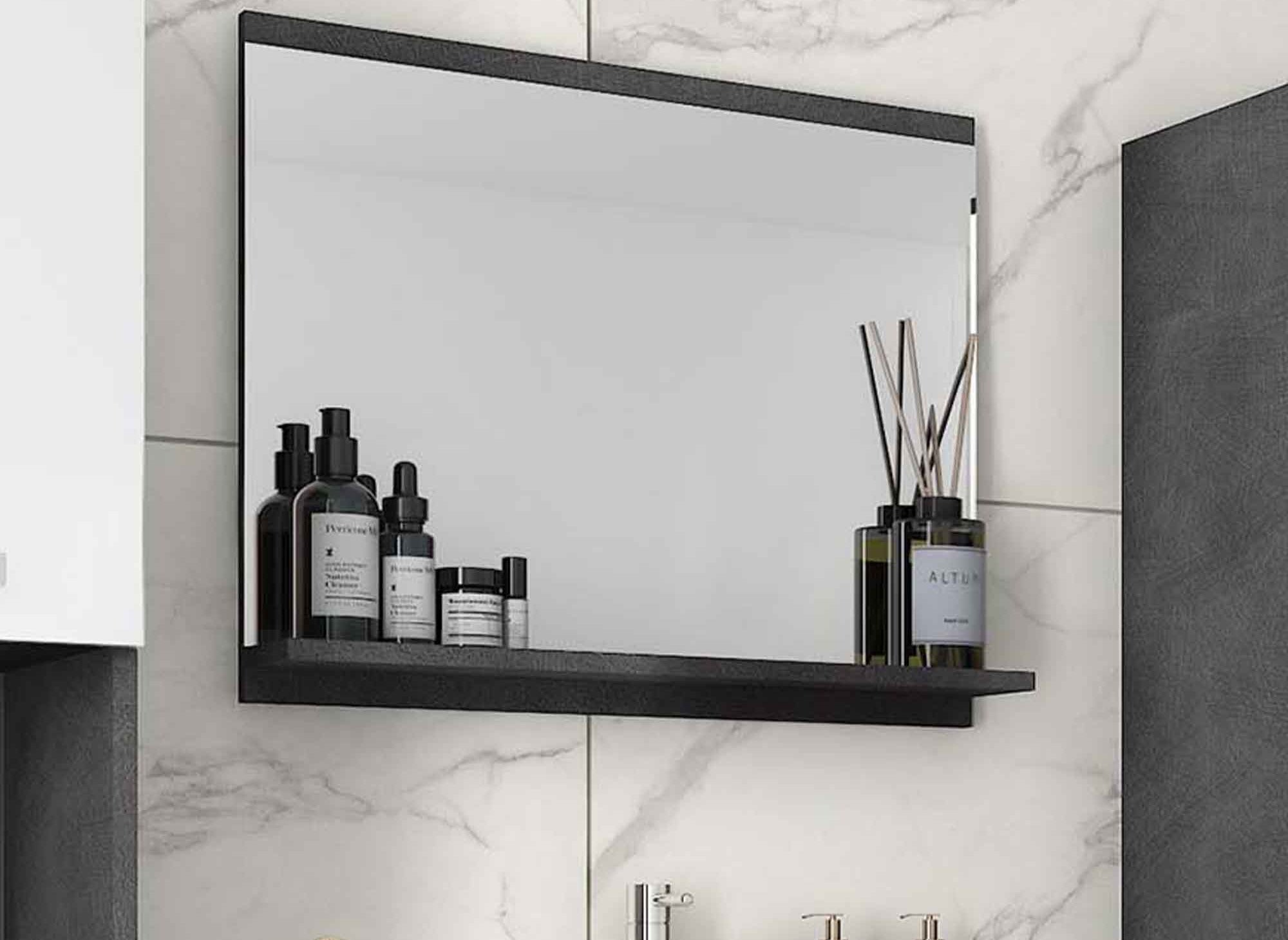 Ensemble meubles salle de bain suspendu XL - Gris foncé et blanc HARMONY