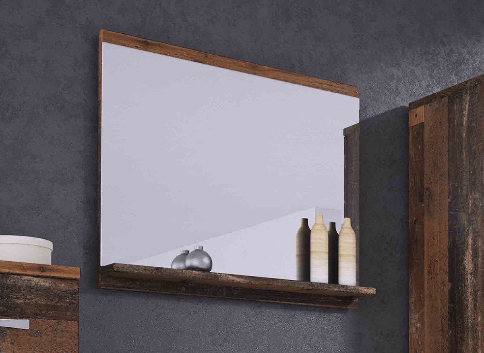 Ensemble meubles salle de bain design suspendu - Effet bois vieilli ALBY