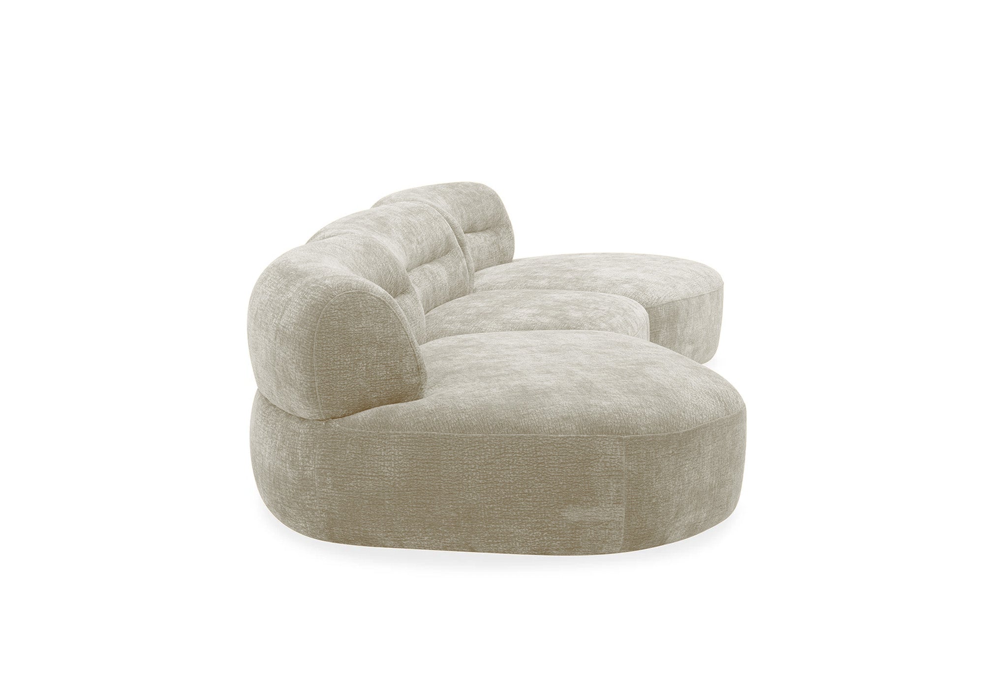 Canapé droit 5 places en velours tissé beige IMENIA