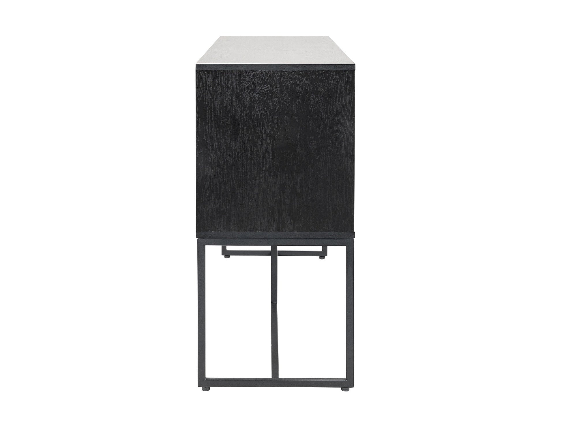 Buffet en enfilade 3 tiroirs 2 portes en bois clair et métal noir TISSIA