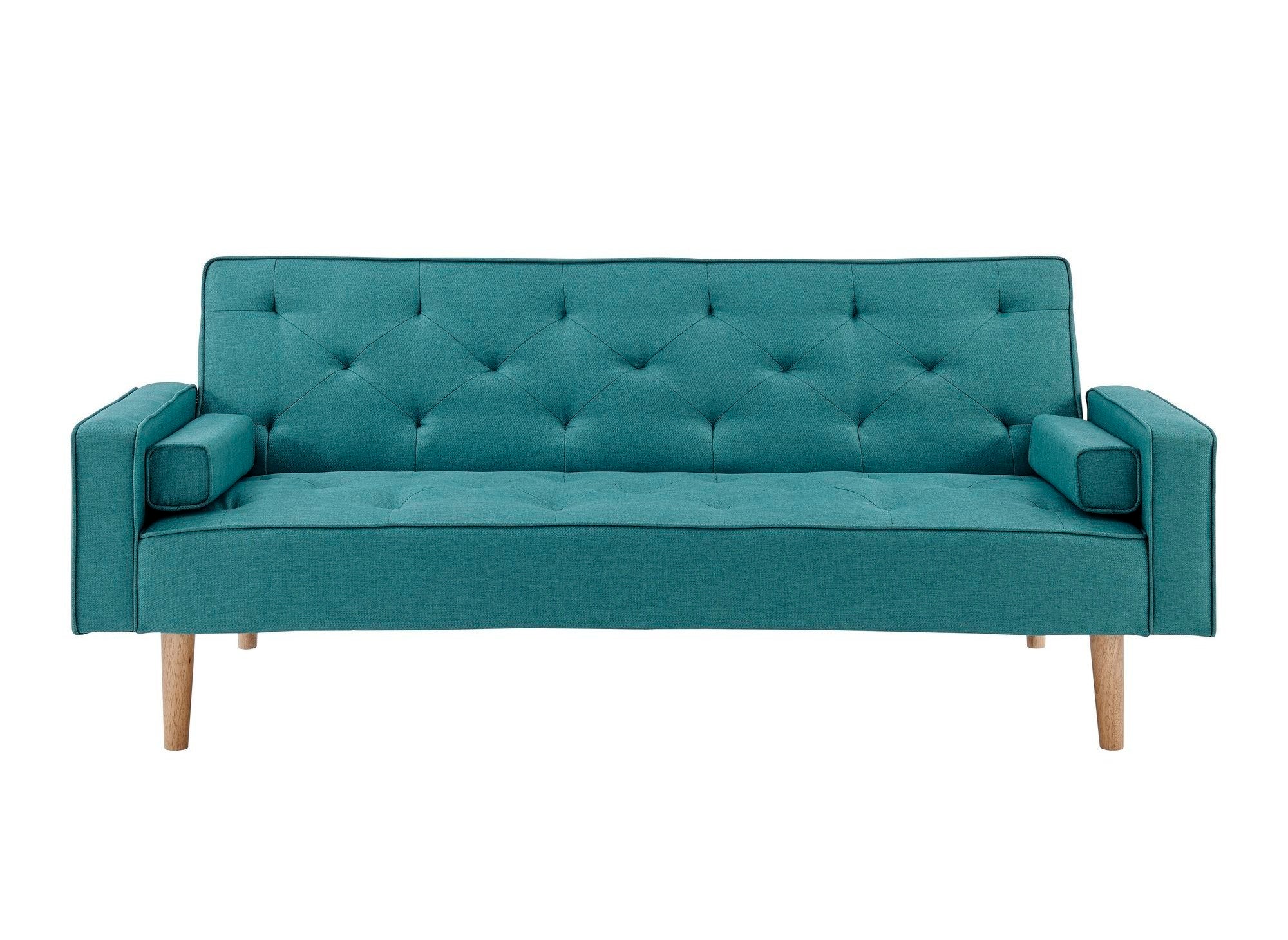 Canapé clic clac en tissu bleu avec pieds en bois JAKARTA