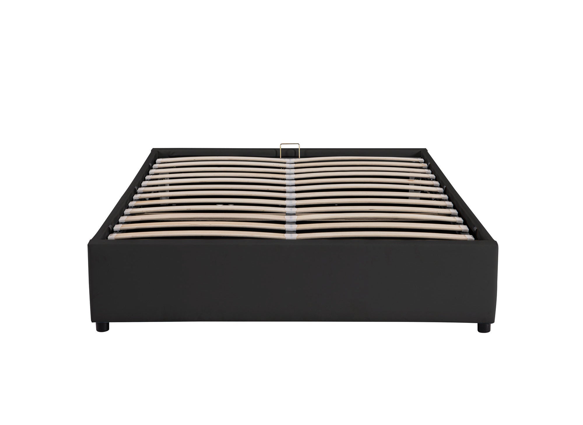 Lit sommier relevable avec coffre en simili cuir noir 160x200 cm LIZBAN