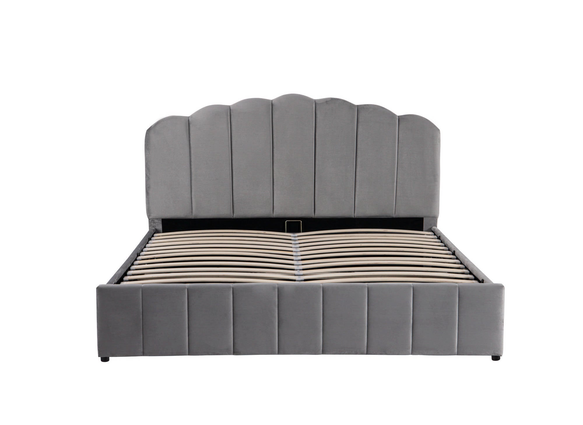 Lit coffre en velours gris 160x200 cm ELVIRA