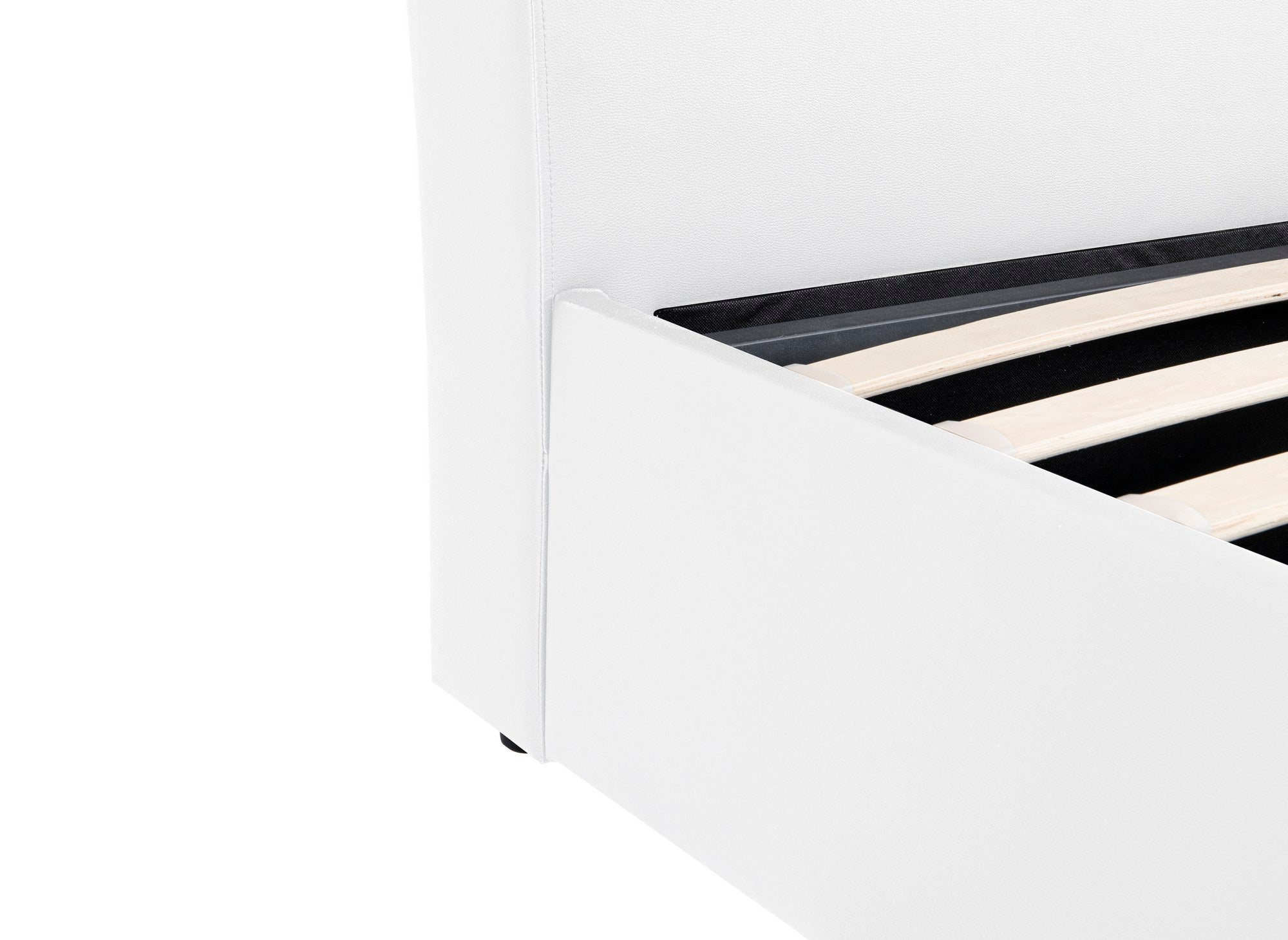 Lit coffre en simili cuir blanc 180x200 cm ORANE
