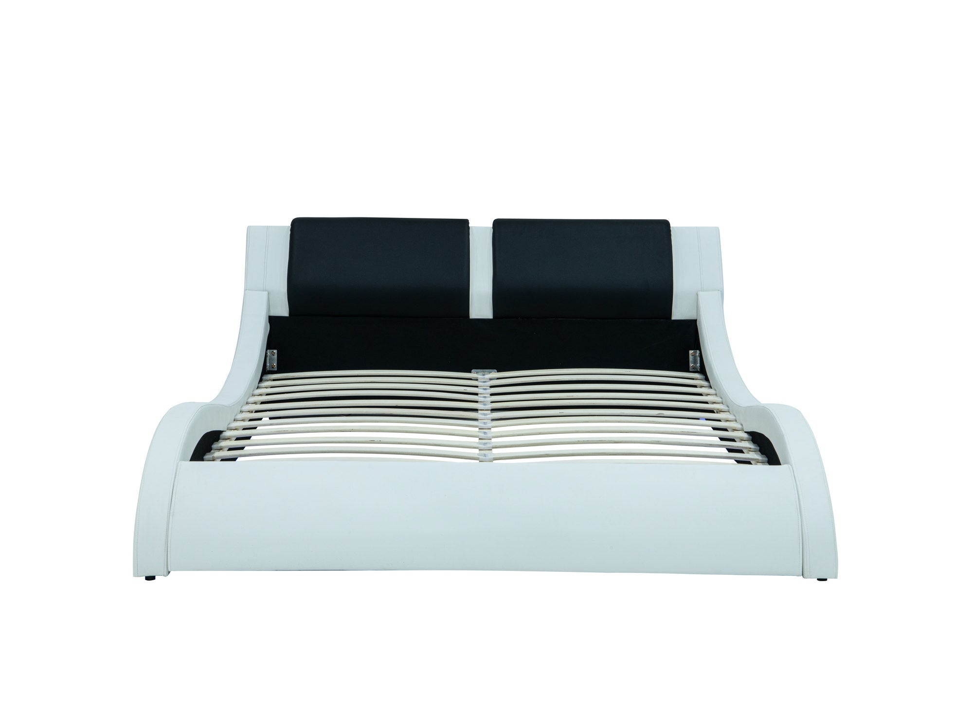 Lit en simili cuir noir et blanc avec LED 160x200 cm ZEDA