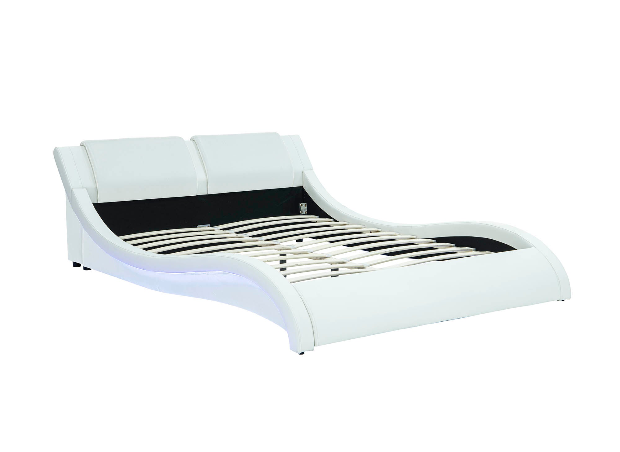 Lit en simili cuir blanc avec LED 140x190 cm ZEDA