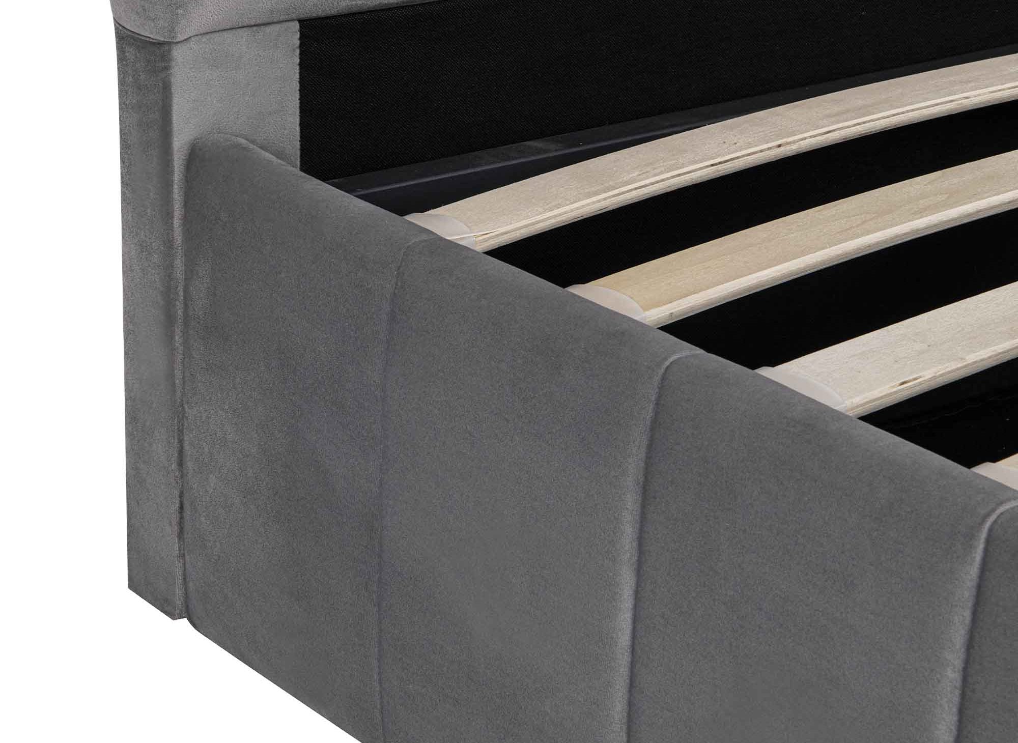 Lit coffre en velours gris 140x190 cm ELVIRA