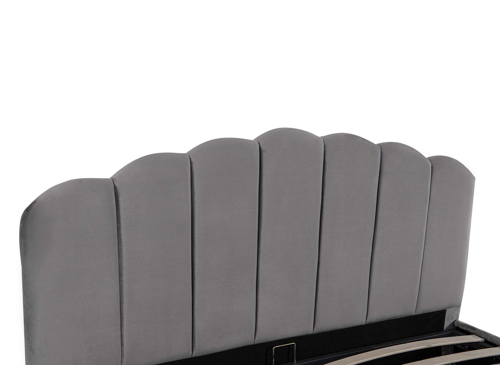 Lit coffre en velours gris 140x190 cm ELVIRA