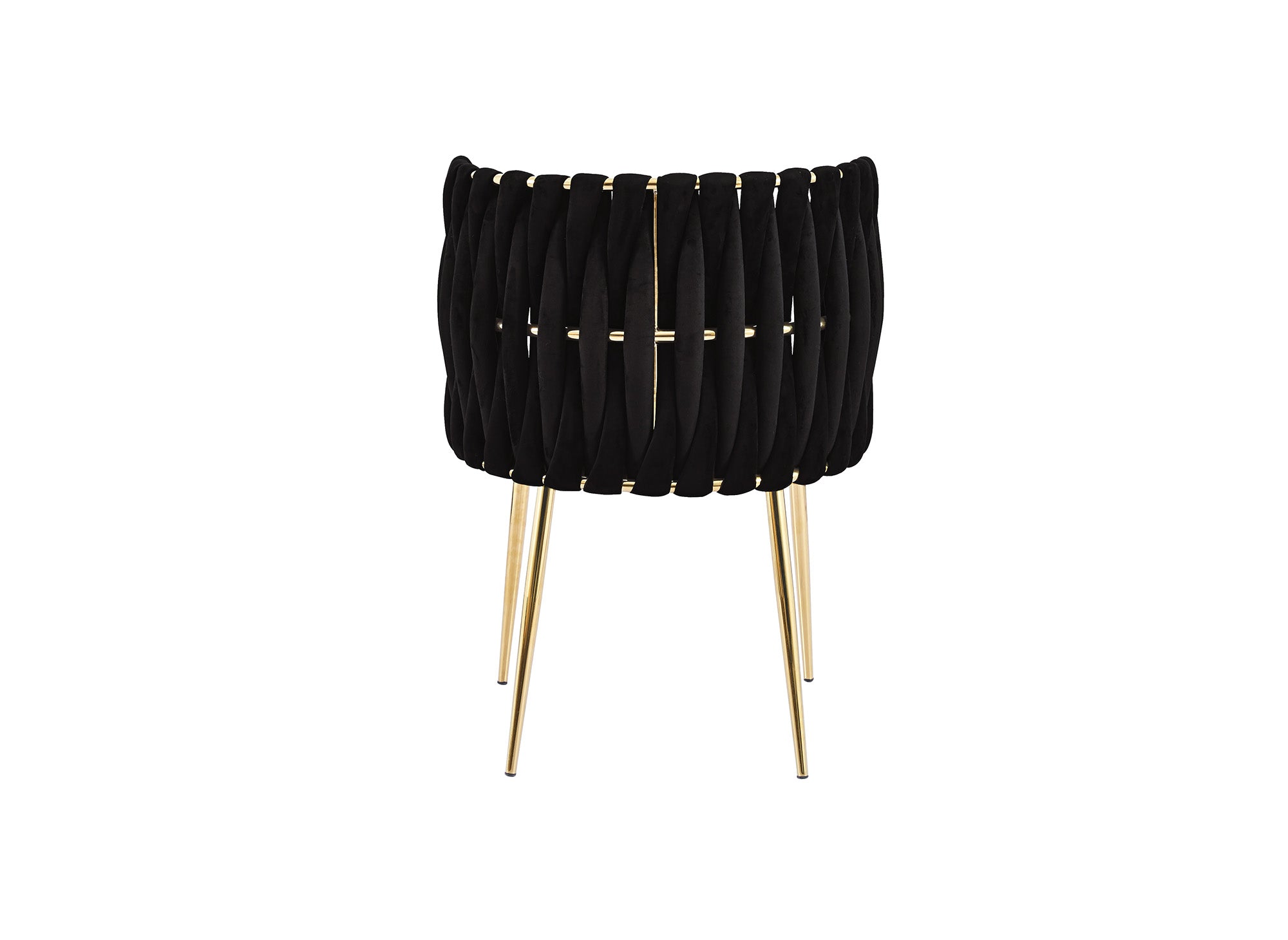 Lot de 2 chaises en velours noir pieds en métal doré POLO