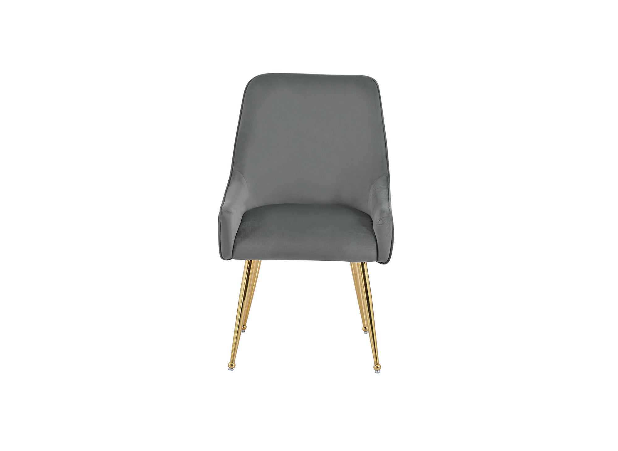 Lot de 2 chaises en velours gris pieds en métal doré DORY
