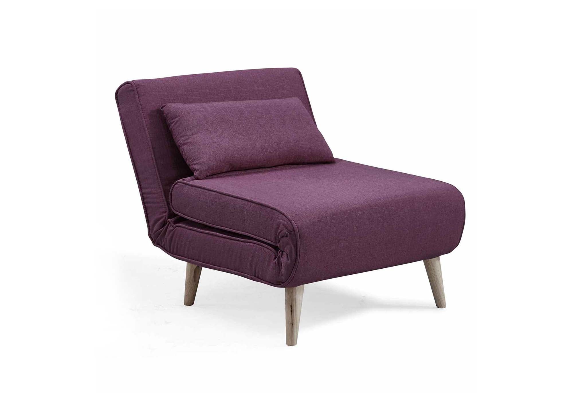 Fauteuil convertible en tissu violet TONKA