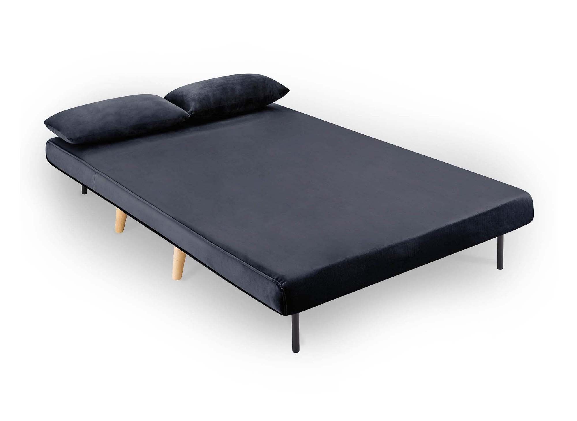Banquette convertible 2 places en velours gris TONKA