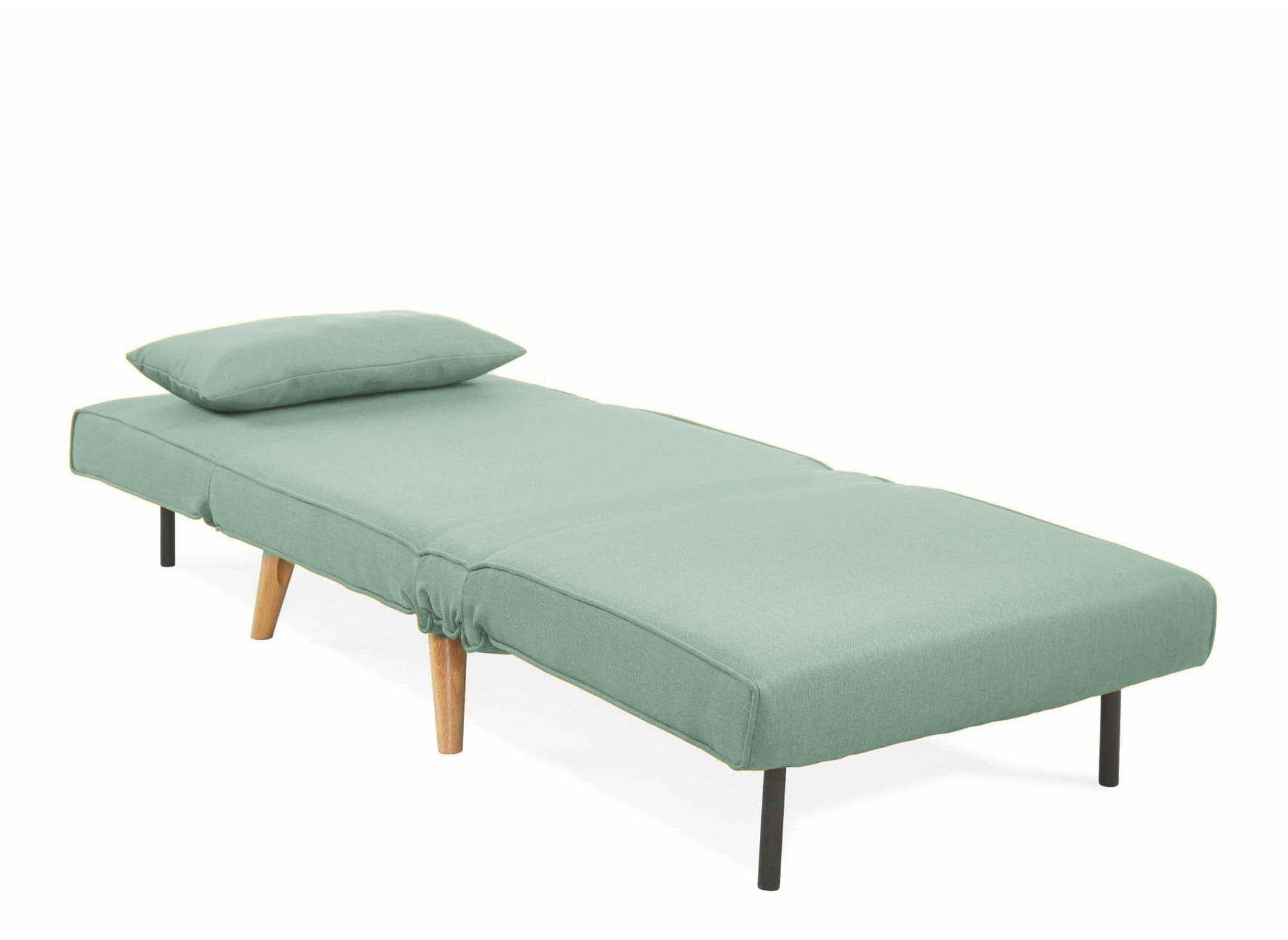 Fauteuil convertible en tissu vert d'eau TONKA