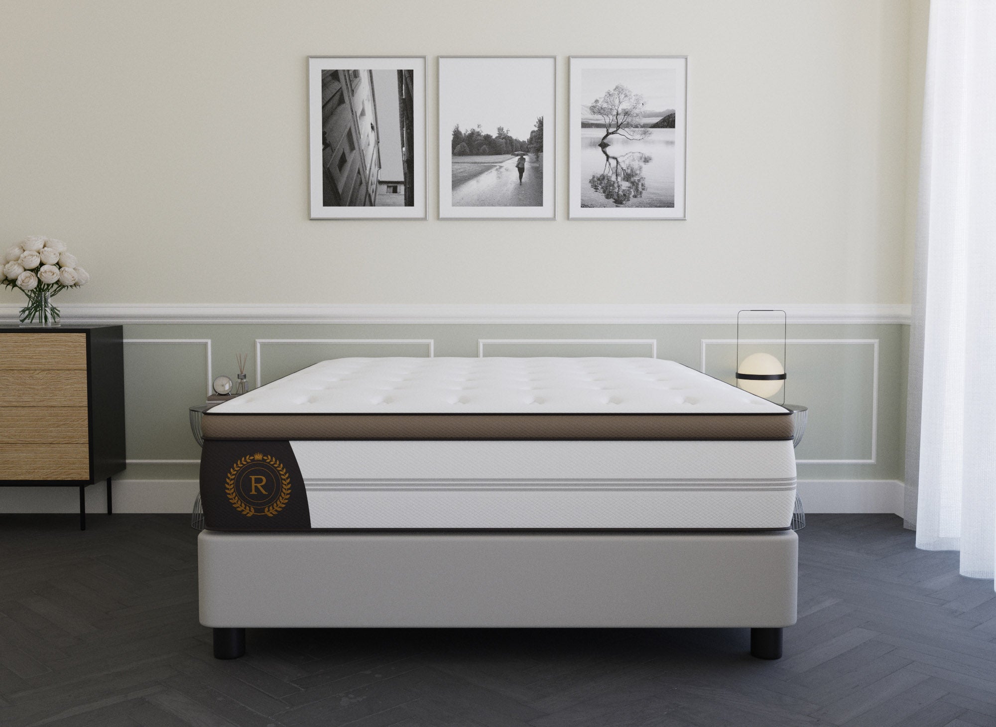 Matelas hybride ROYAL LUX 160 x 200 cm ressorts ensachés et mémoire de forme épaisseur 31 cm