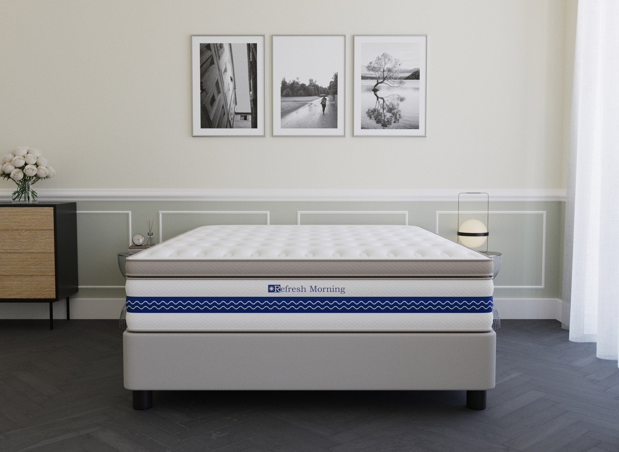 Matelas hybride REFRESH 140 x 190 cm ressorts ensachés et mémoire de forme épaisseur 32 cm