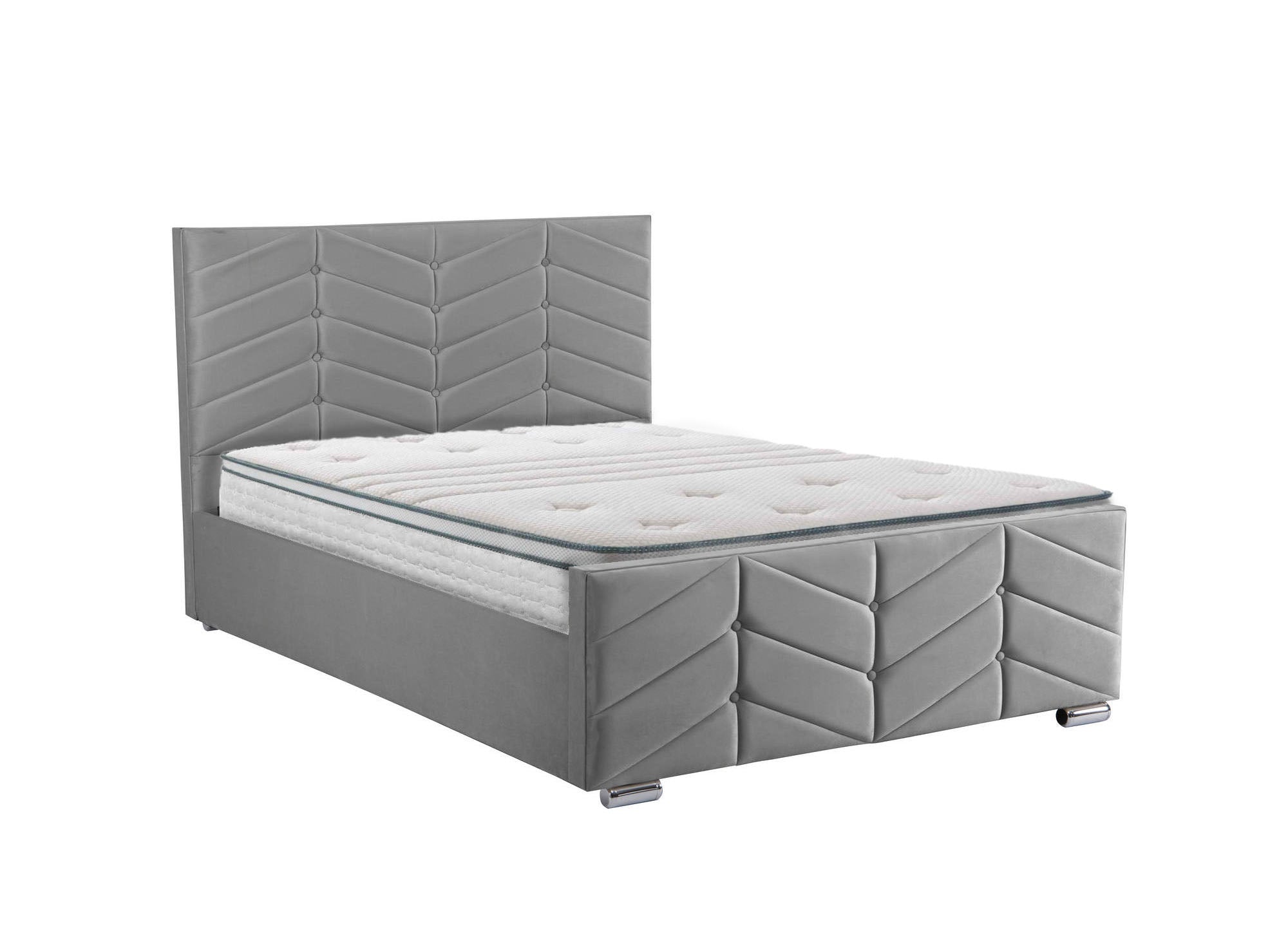 Lit avec sommier relevable et coffre en velours gris 180x200 cm PALMA