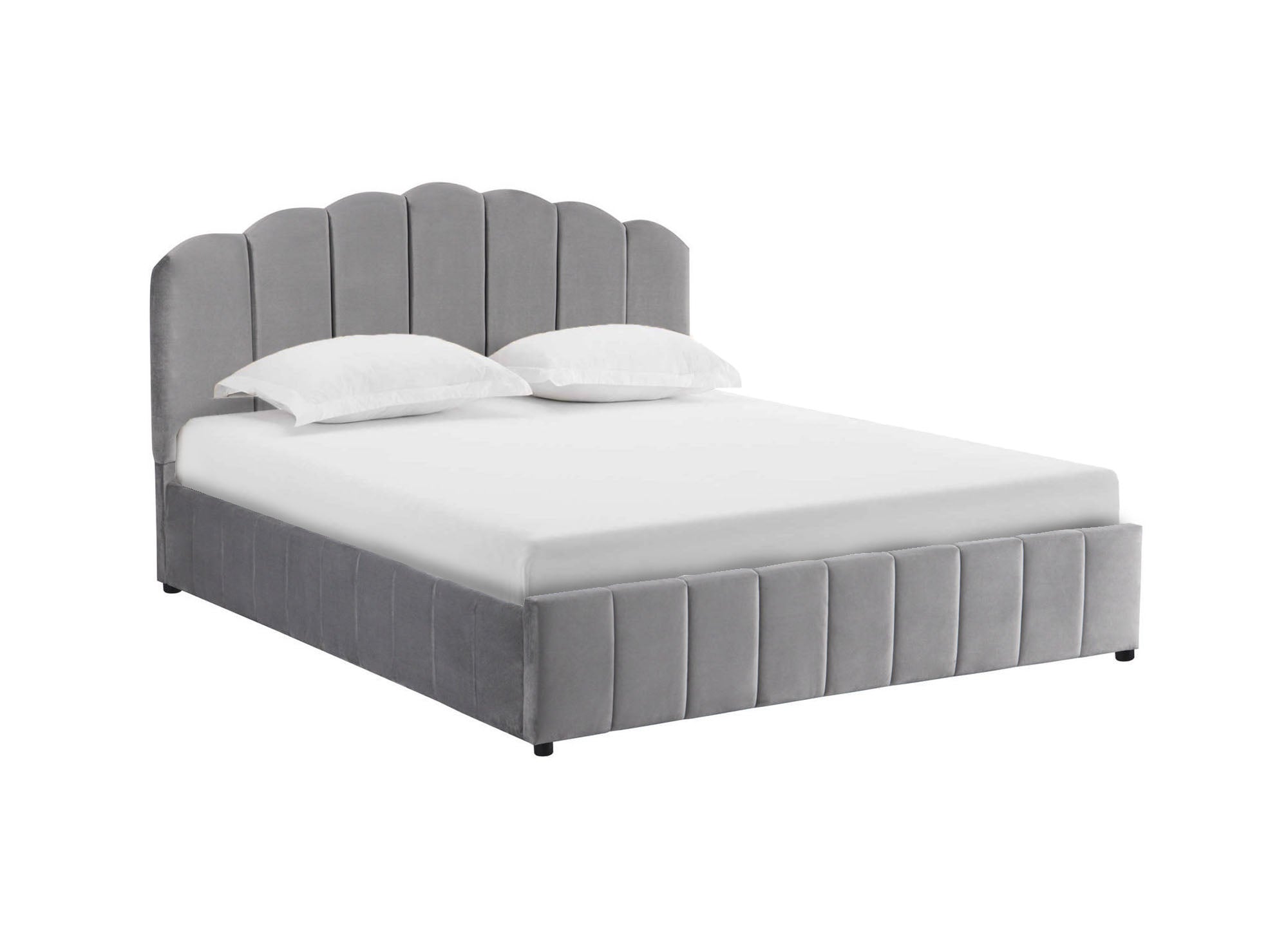 Lit coffre en velours gris 160x200 cm ELVIRA