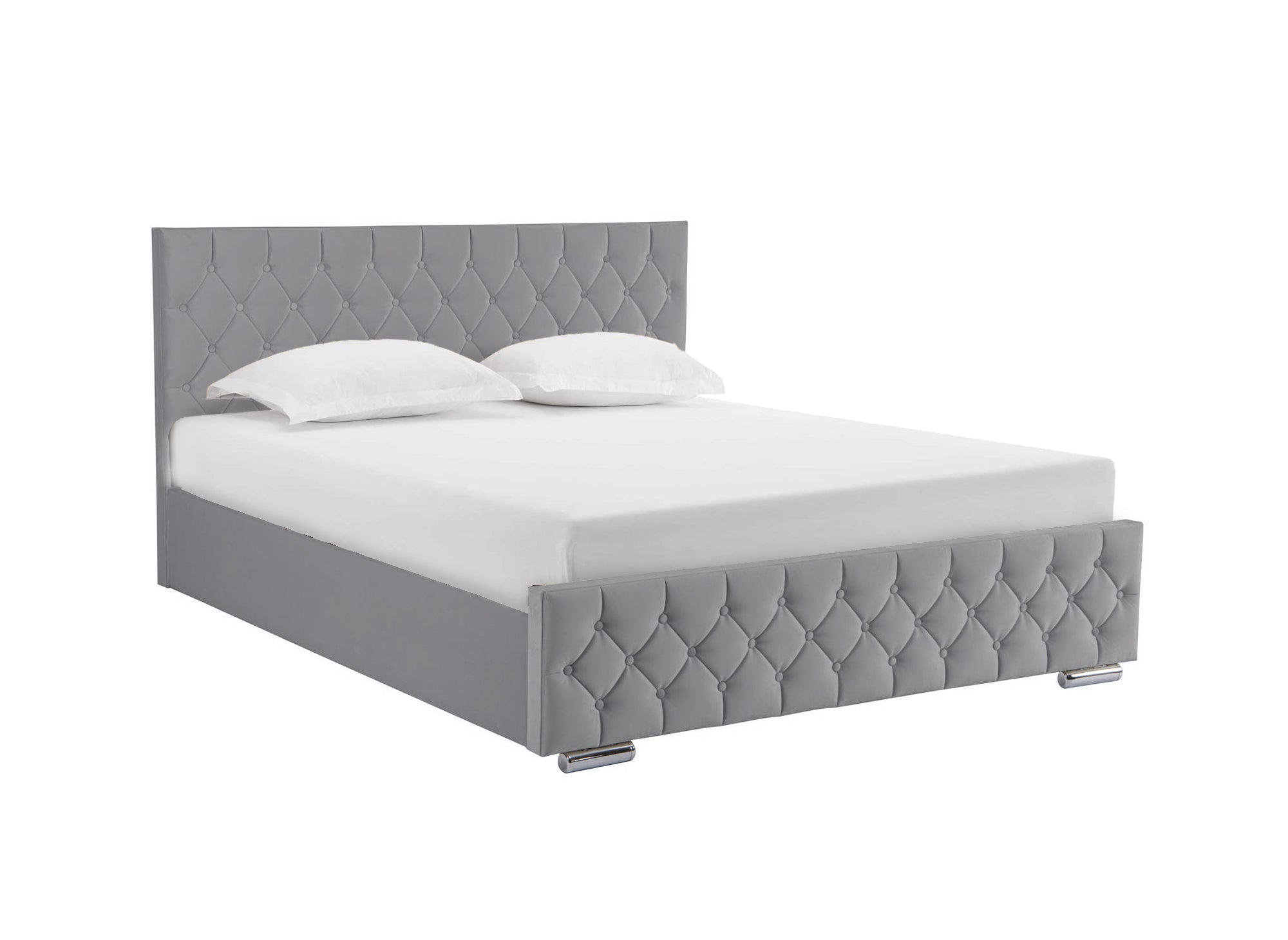 Lit coffre en velours gris 160x200 cm KAPITON