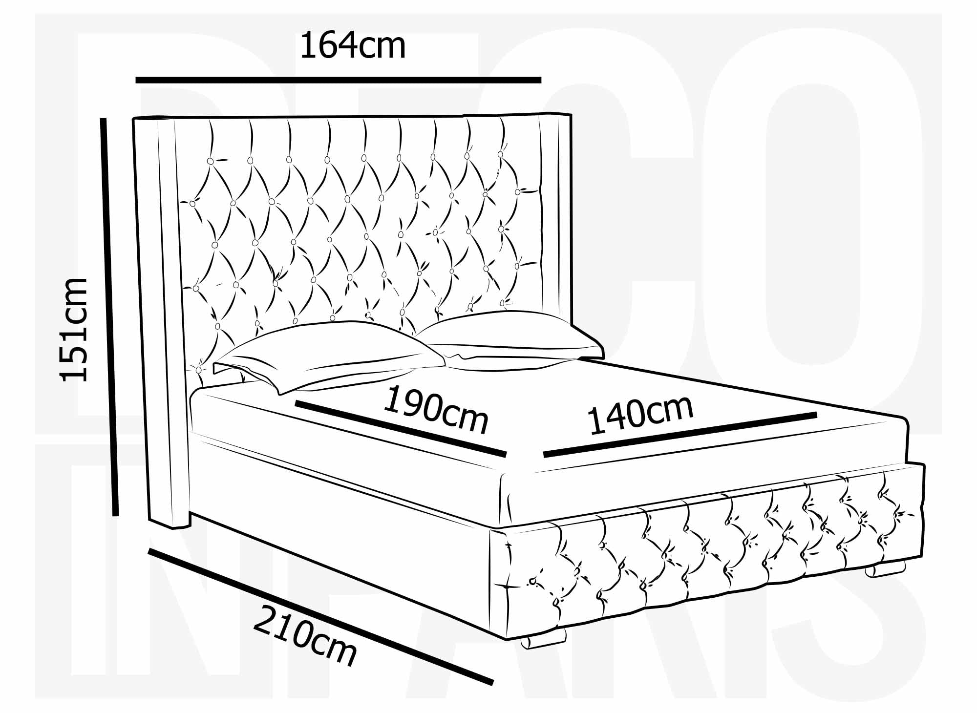 Lit coffre en tissu lin beige 140x190 cm MAXI