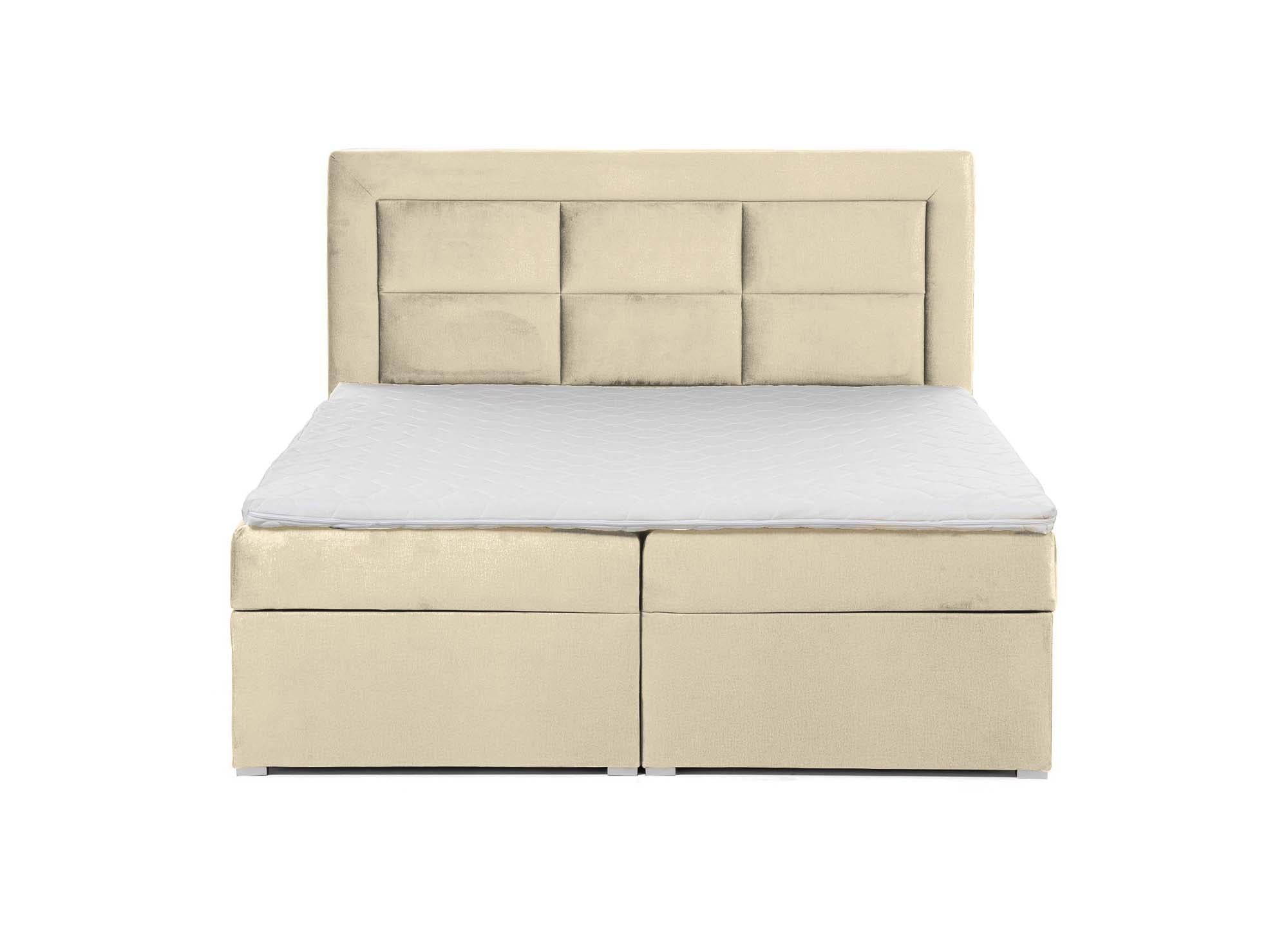 Lit boxspring 160x200 avec coffre de rangement en velours beige DAKOTA