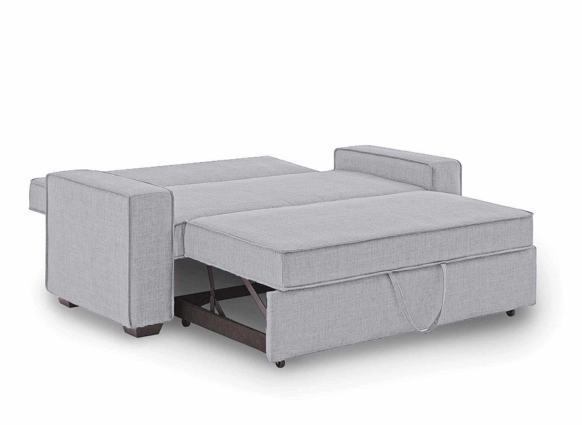 Canapé 3 places convertible en tissu gris clair JAMES