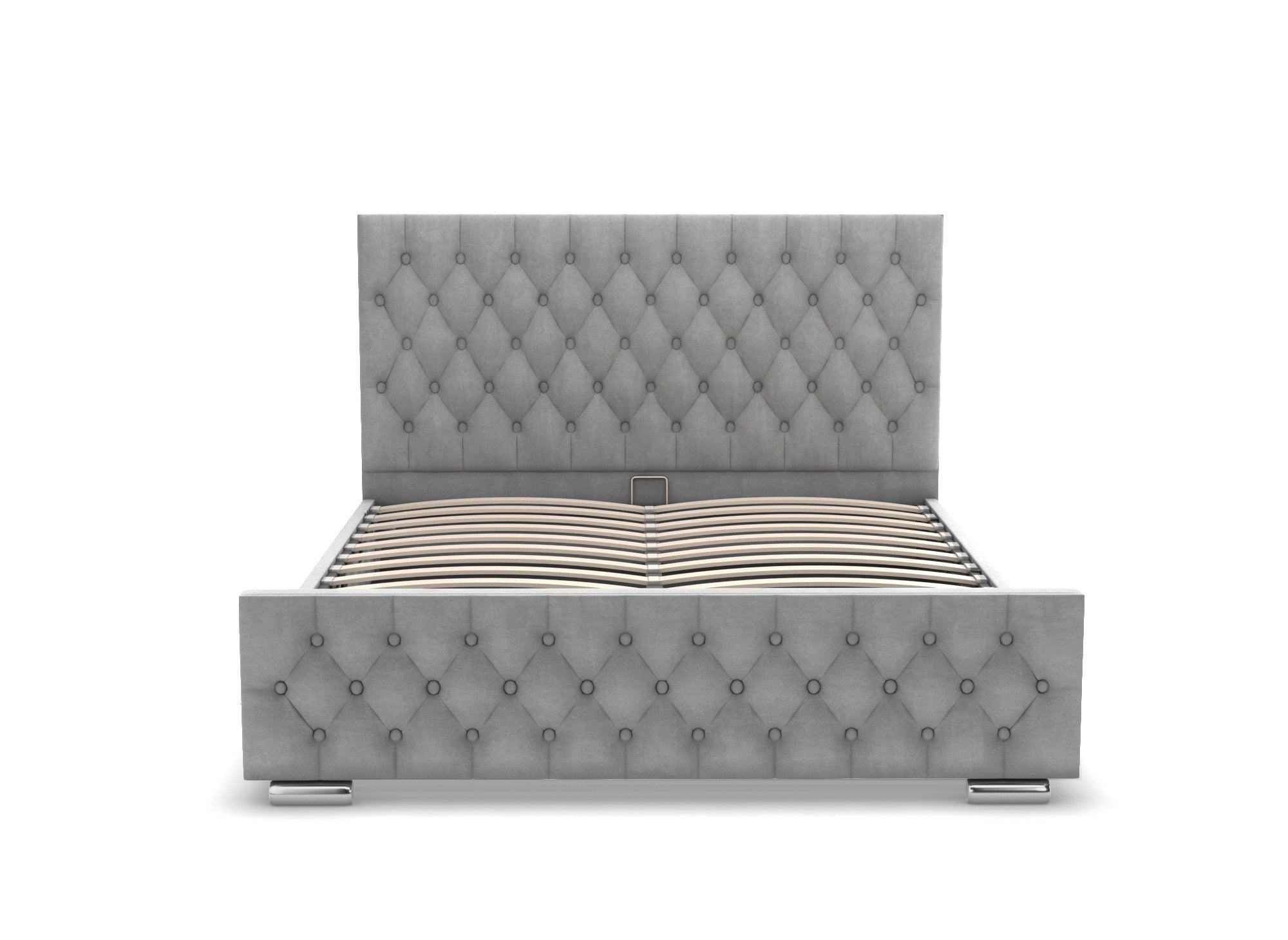 Lit coffre en velours gris 160x200 cm KAPITON